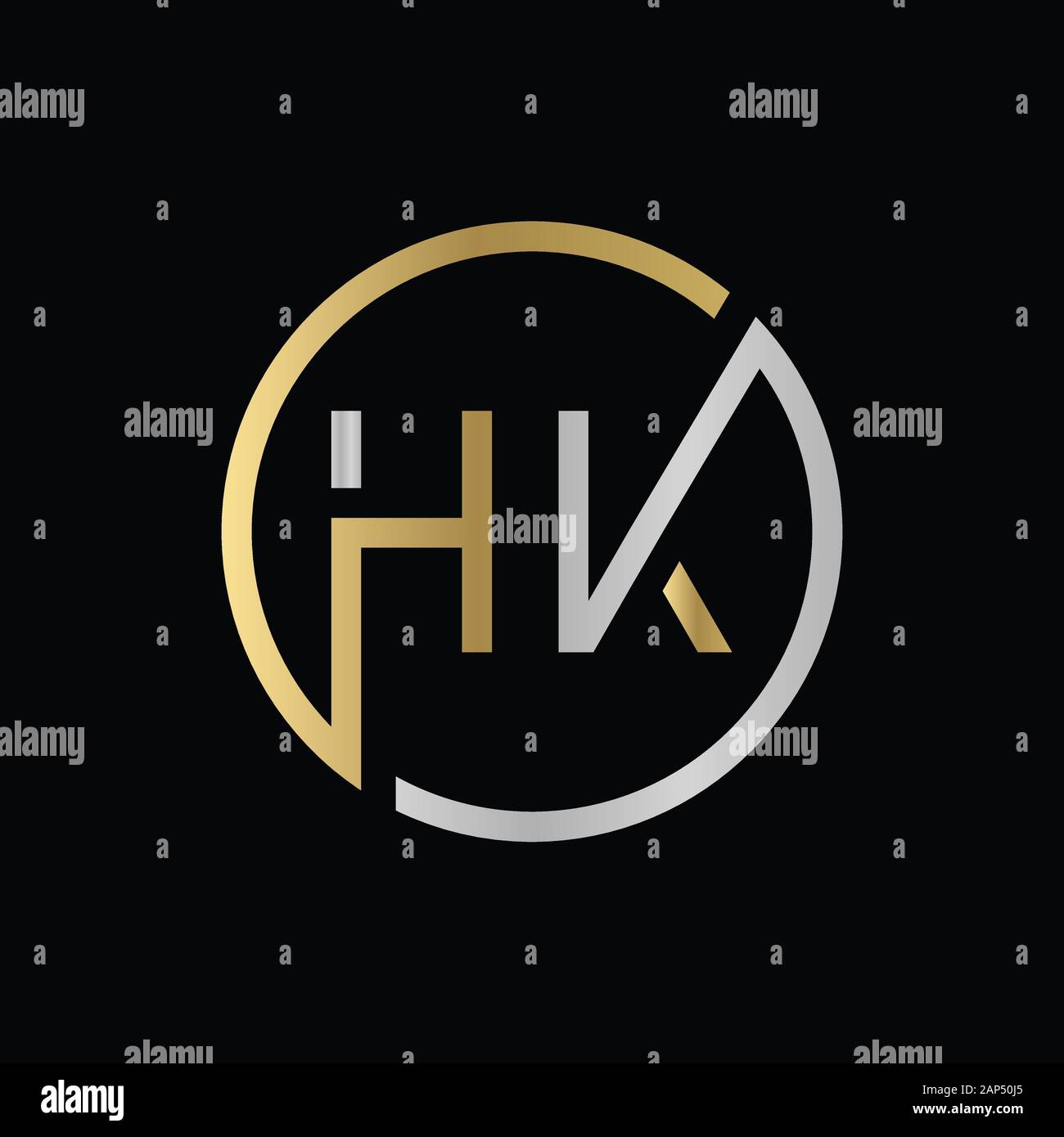 Vektor-Vorlage für das Design von HKs-Logos. Erste Verknüpfte Letter HK Vektor-Abbildung Stock Vektor