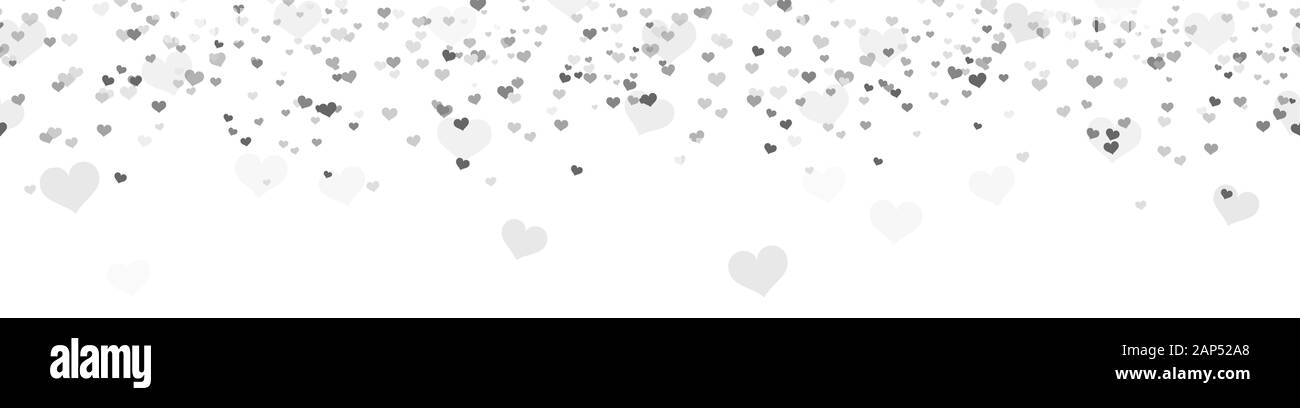Nahtlose Hintergrund mit unterschiedlichen Silberfarben Konfetti Herzen zum Valentinstag, Muttertag oder Liebe Konzepte Stock Vektor