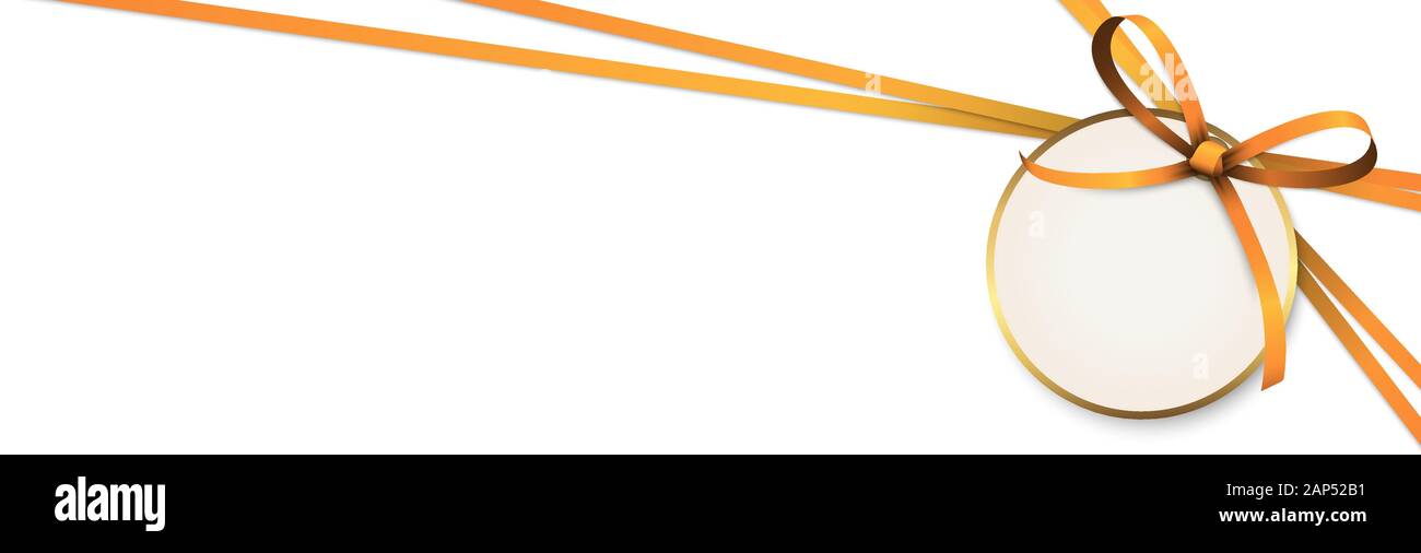 EPS 10 Vector Illustration des orangefarbenen Schleife mit Hang Tag und Platz für freien Text auf weißem Hintergrund Stock Vektor
