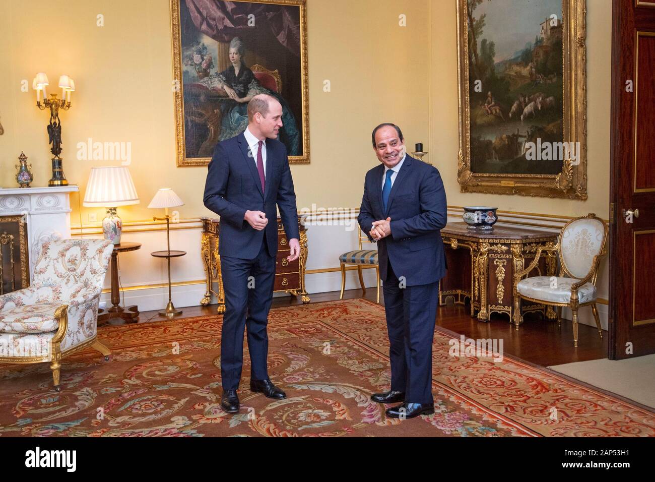 Der Herzog von Cambridge erhält der Präsident von Ägypten Abdel Fattah el-Sisi bei der Audienz am Buckingham Palace, London. PA-Foto. Bild Datum: Dienstag, 21. Januar 2020. Siehe PA Geschichte ROYAL Publikum. Photo Credit: Victoria Jones/PA-Kabel Stockfoto