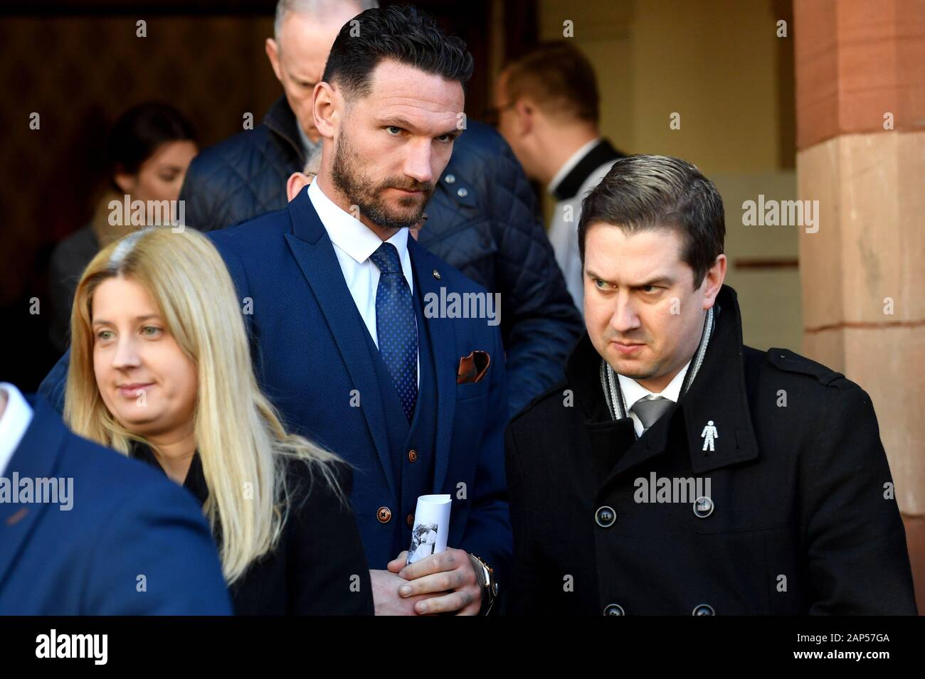 Cardiff City Sean Morrison lässt der Service in St David's Cathedral, Cardiff. Stockfoto