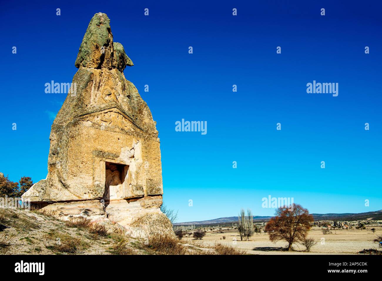 Türkei, Afyonkarahisar, Phrygien, bei Döger, Arslankaya ein Tuffstein Monolith mit Kultfassade Stockfoto