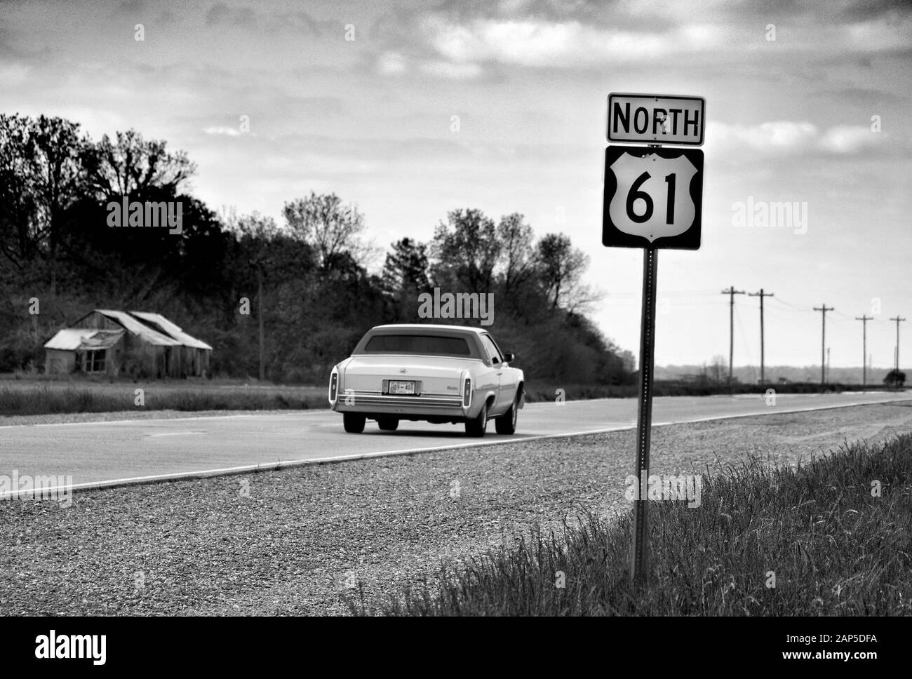 Cadillac Coupé De Ville HWY 61 in Mississippi Stockfoto