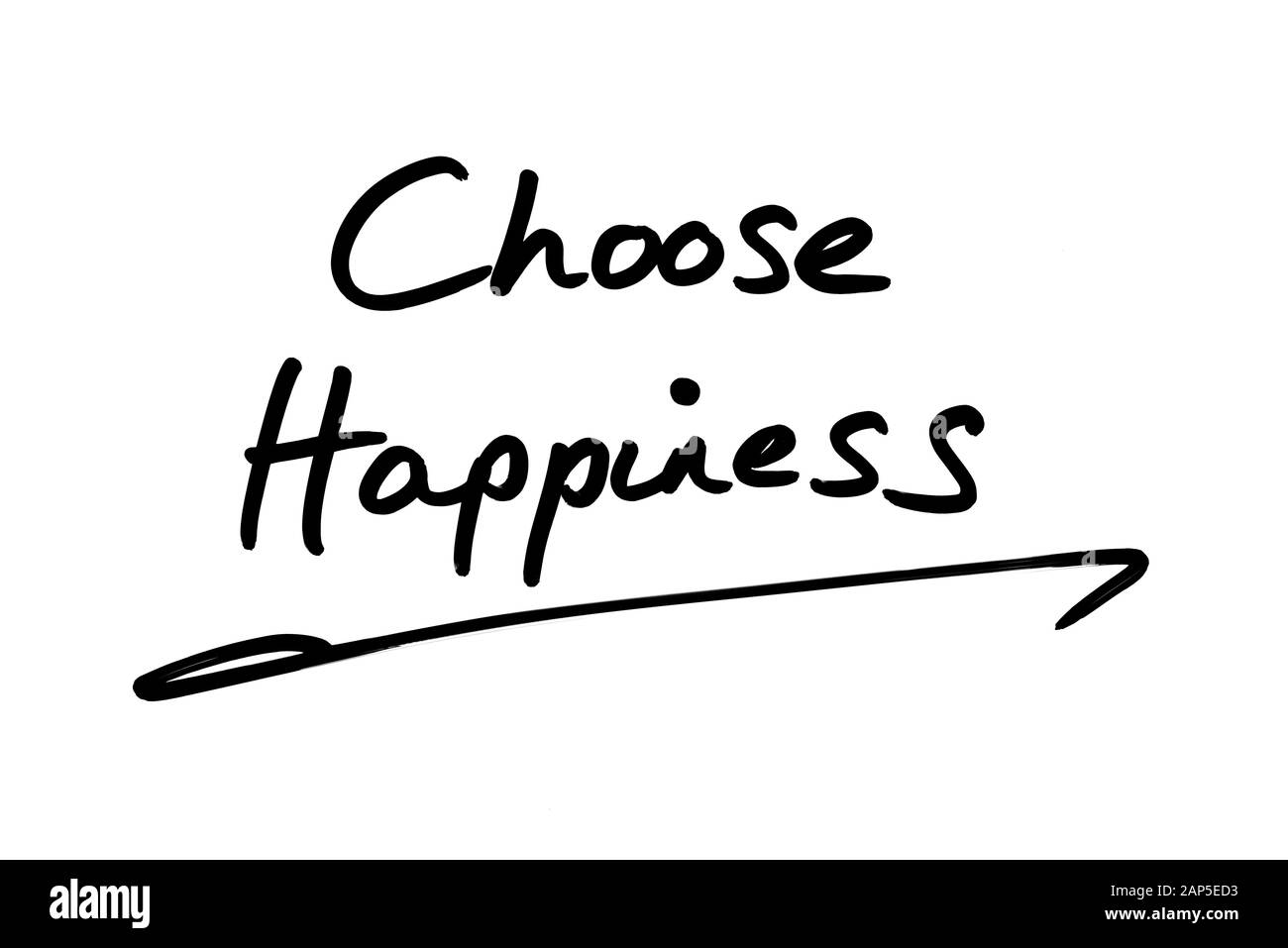 Glück handschriftlich auf einem weißen Hintergrund wählen. Stockfoto