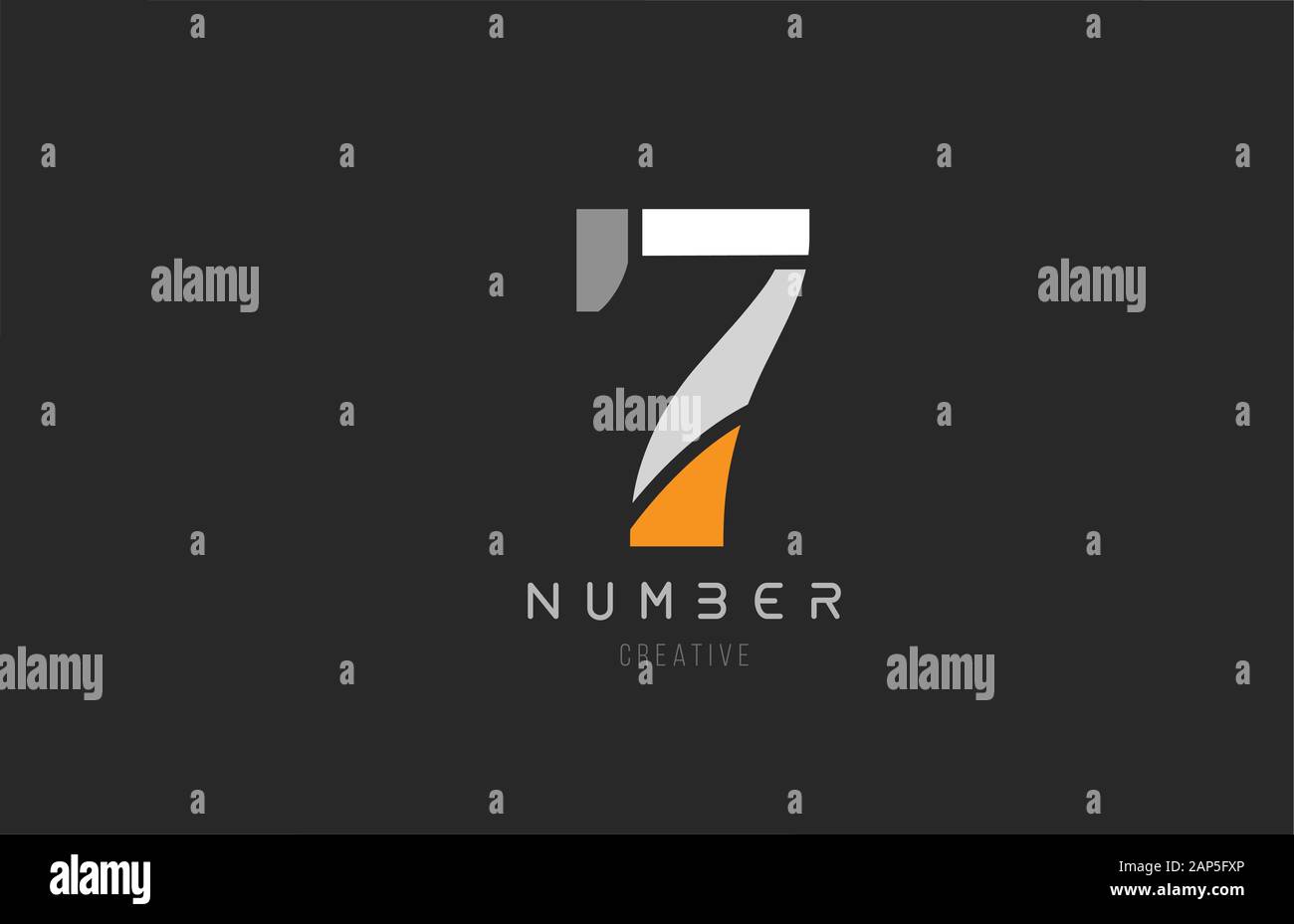 Nummer 7 für Unternehmen Logo Icon Design in Grau orangen und weißen Farben. Verwendbar für eine Wortmarke oder Business Stock Vektor