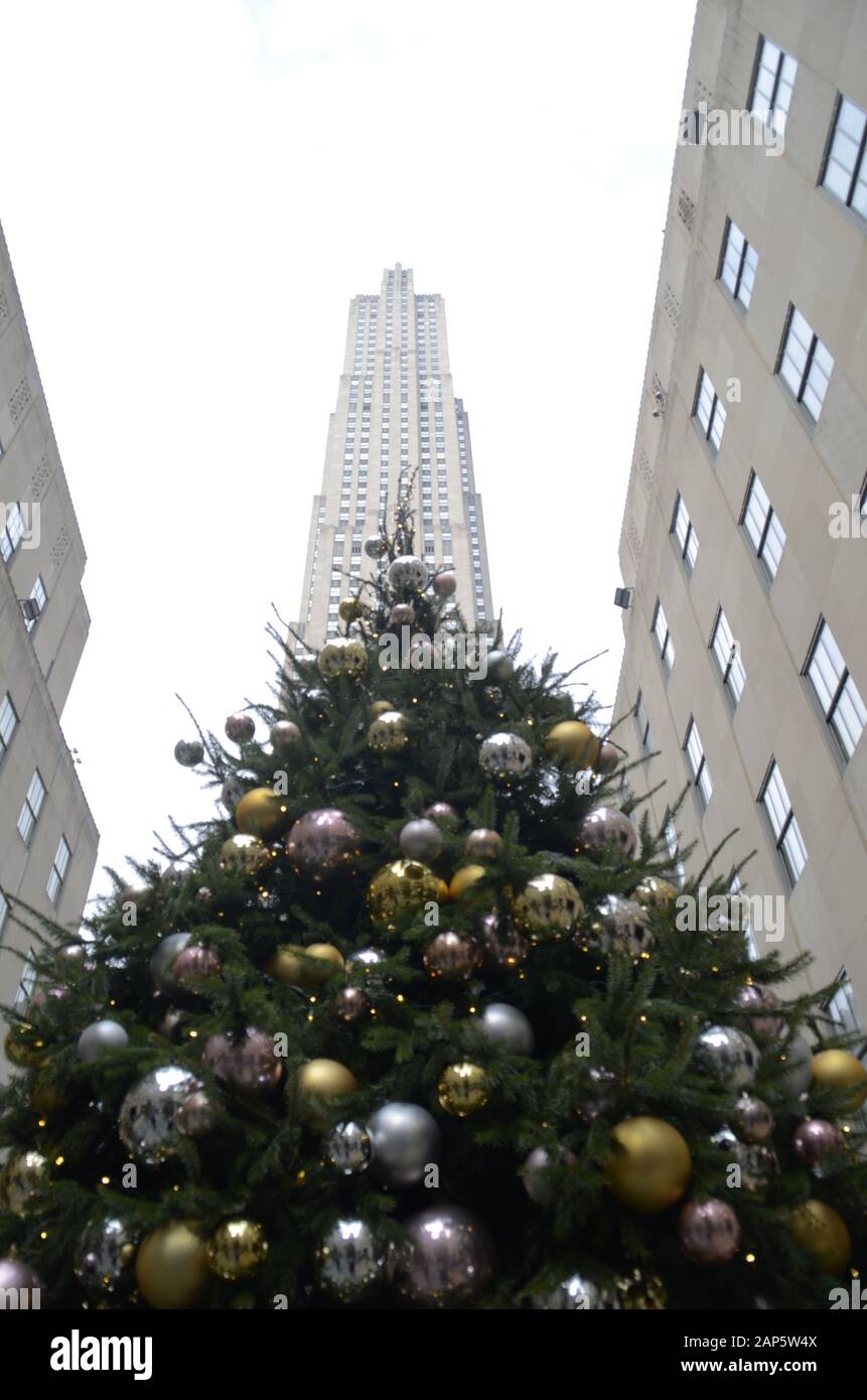 Rockerfeller Center Decorations at Christmas, New York City Stockfoto