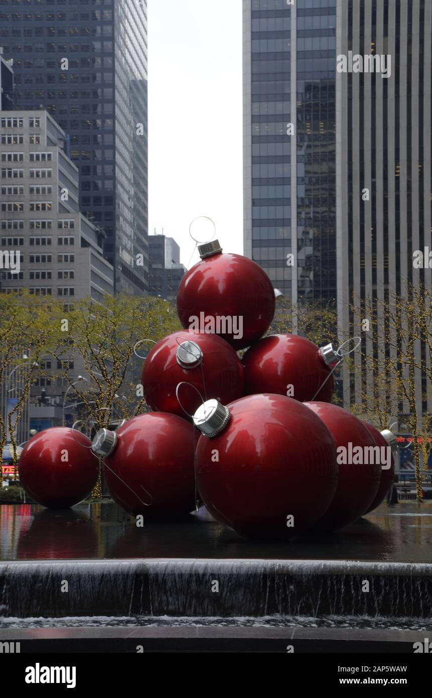 Rockerfeller Center Decorations at Christmas, New York City Stockfoto