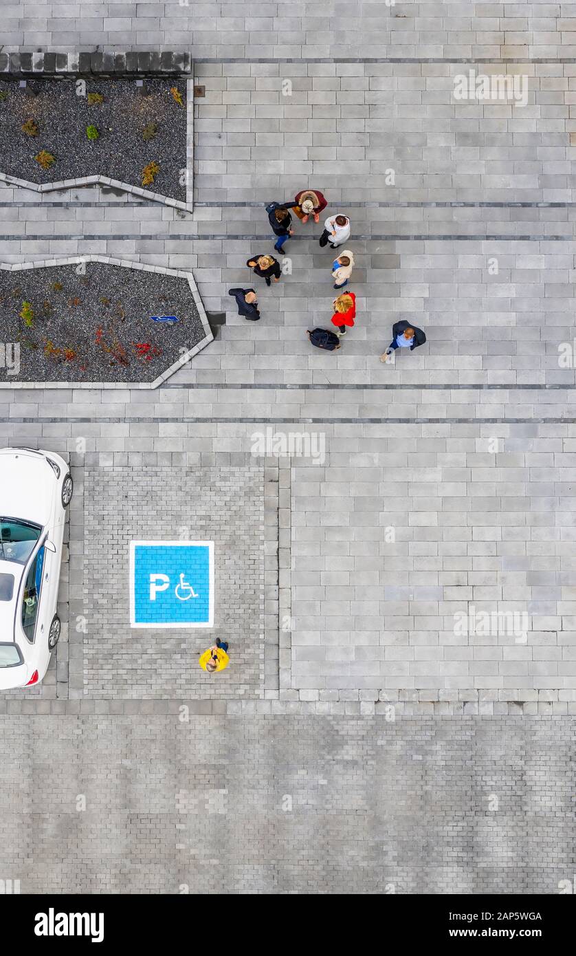 Antenne - Parkplatz mit Behinderten spot, Borgarfjordur, Island Stockfoto