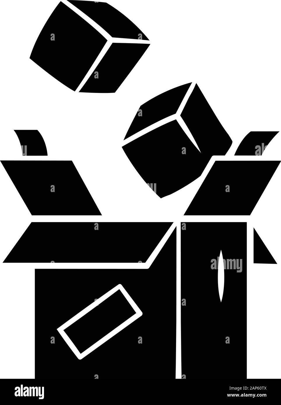 Paket packen Glyph icon. Verpackung der Bestellung. Karton mit Waren. Post. Paketversand Kiste. Storage Kartons. Silhouette Symbol. Stock Vektor