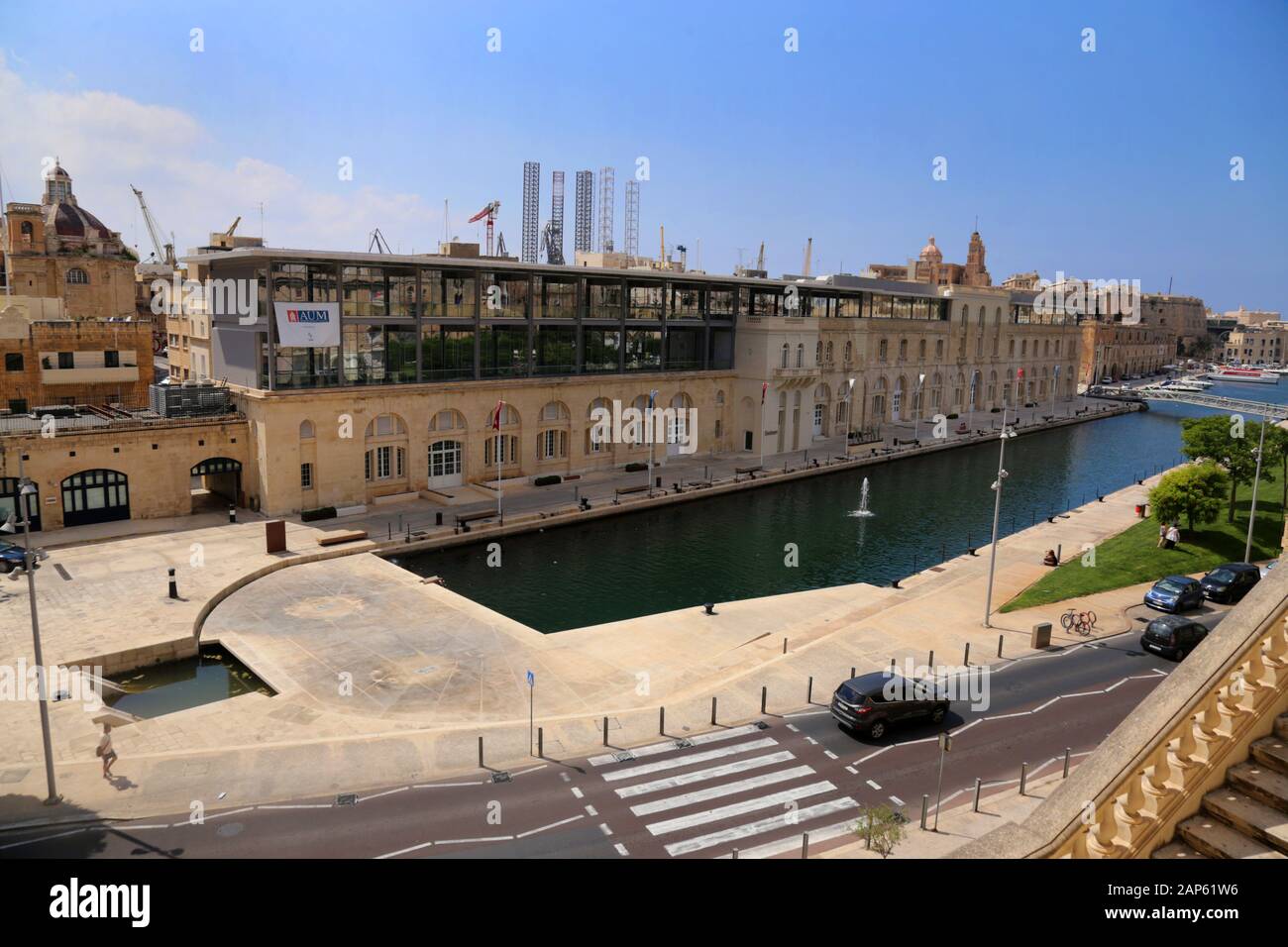 Bormla. Malta. Die American University of Malta (AUM) in der Bormla, eine Der Drei Städte, die sich innerhalb des Grand Harbour befinden. Stockfoto