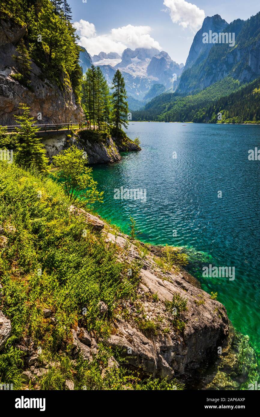 Vorderer Gosausee mit Dachstein dahinter, Österreich Stockfoto