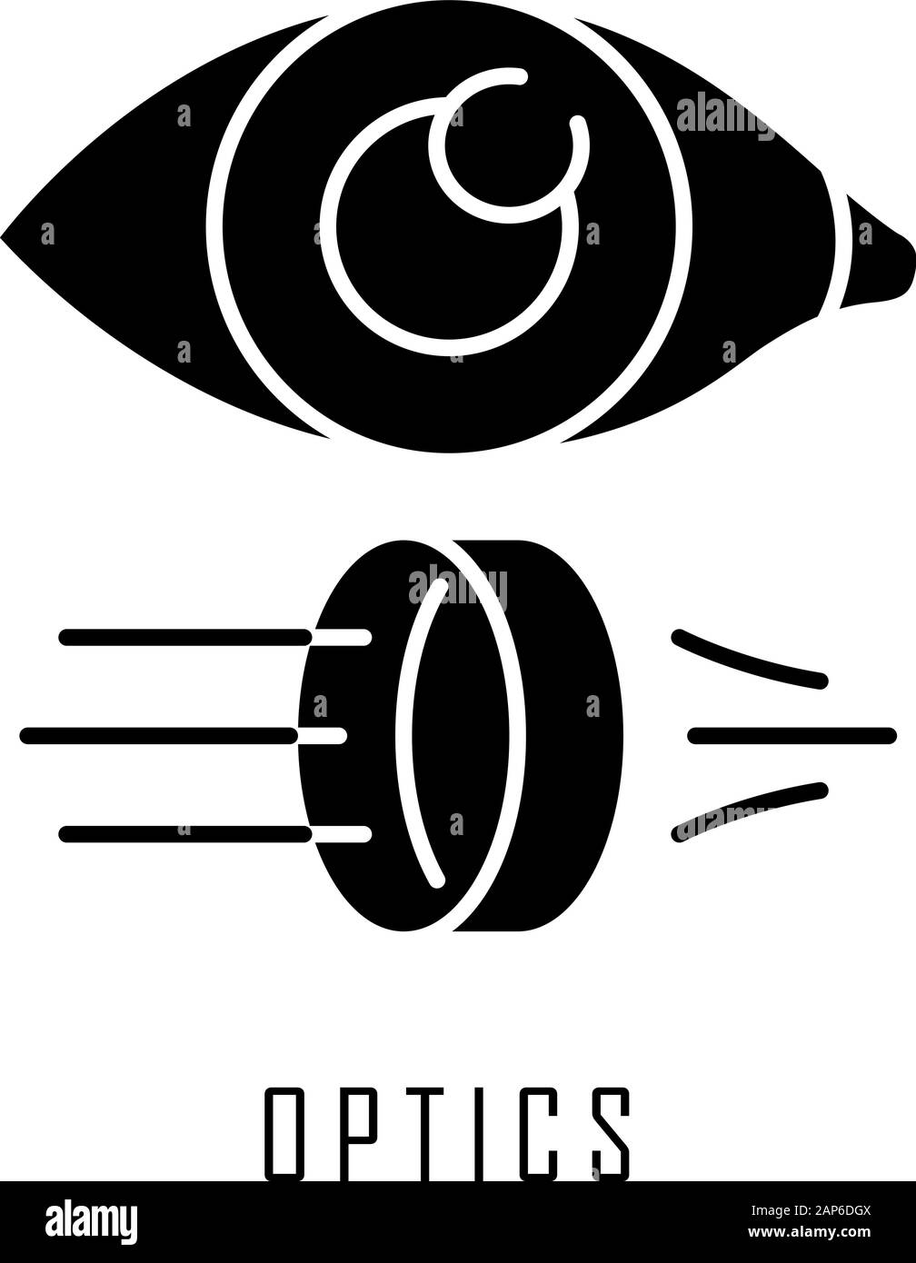 Optik glyph Icon. Licht Physik Zweig. Optometrie und Ophthalmologie wissenschaftlicher Forschung. Lichtstrahlen, die Reflexion. Sichtbares Spektrum. Silhouette Symbol. Stock Vektor