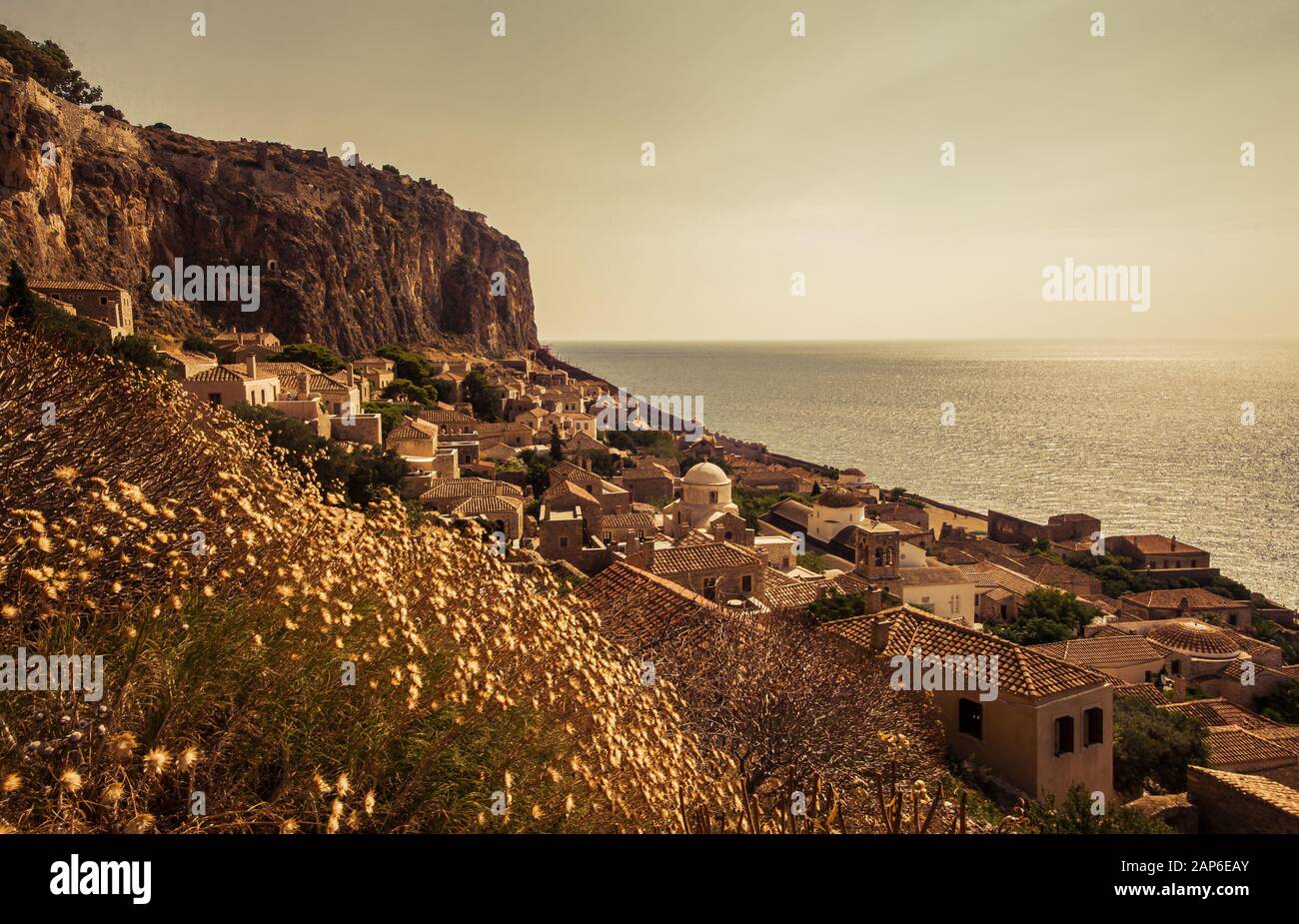Monemvasia, eine mittelalterliche Zeitreise Stockfoto