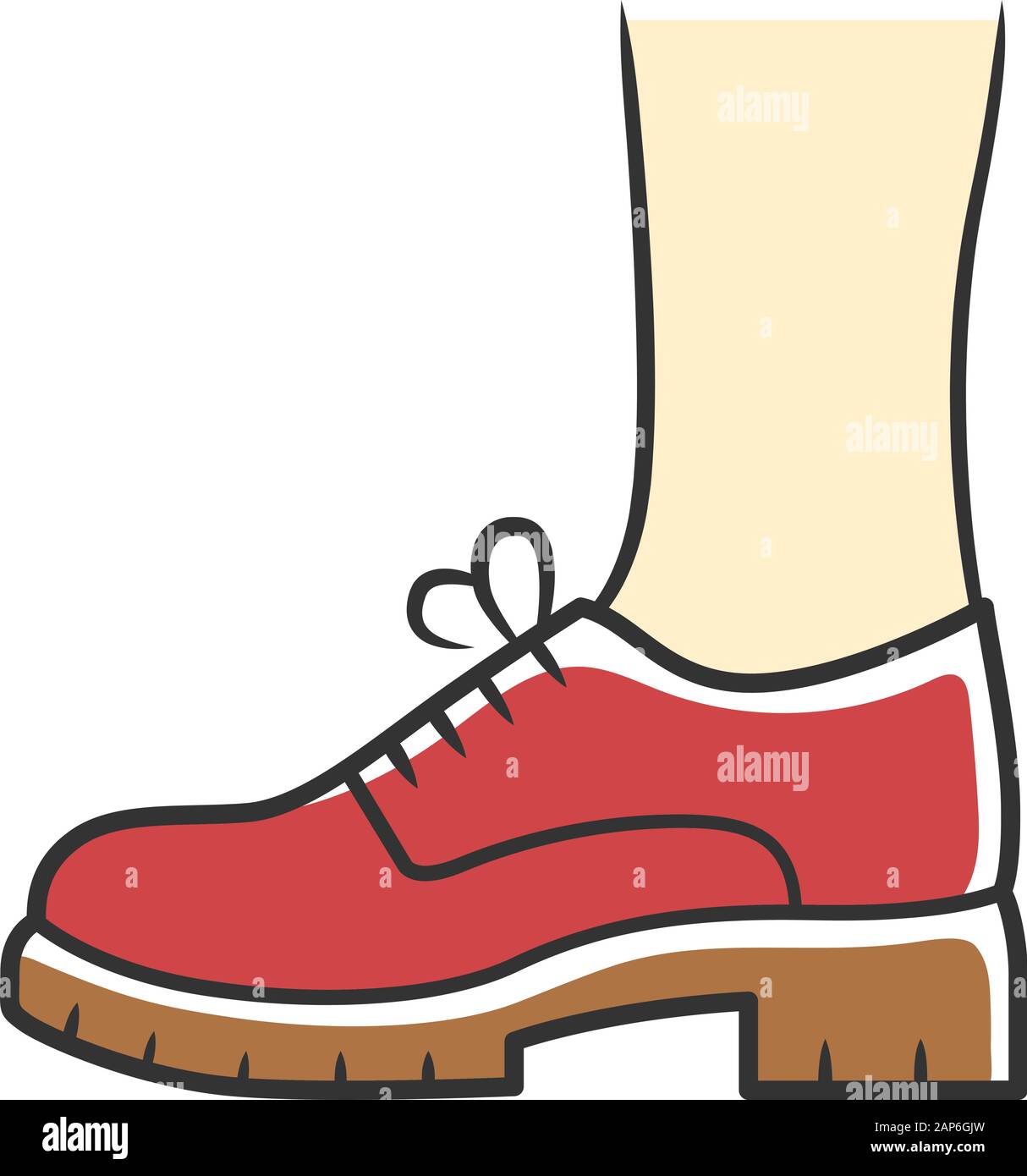 Chunky brogues rote Farbe Symbol. Frauen trendy Oxford Schuhe von der Seite.  Stilvolle formale Lace ups, elegante Schuhe Design. Frau Herbst, Frühling  offic Stock-Vektorgrafik - Alamy