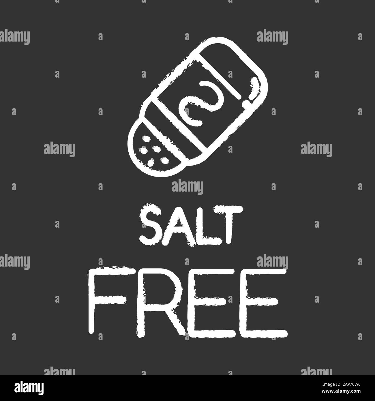 Salt Free chalk Symbol. Organische Nahrung ohne Natrium, Sulfate. Produkt frei Zutat. Gesunde Ernährung, gesundes Essen. Natürliche Mahlzeiten für persönliche h Stock Vektor