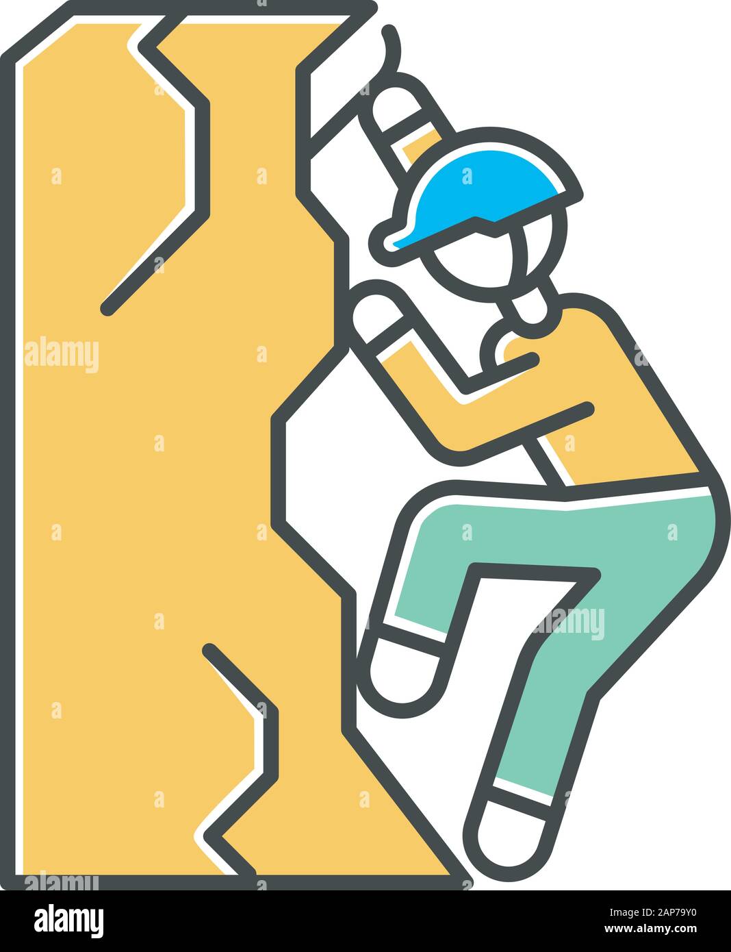 Eisklettern Farbe Symbol. Extreme Winter Sport, riskant und Abenteuer. Kalten Jahreszeit Outdoor Freizeitaktivitäten, gefährliche Hobby. Bergsteigen. Rock climbe Stock Vektor