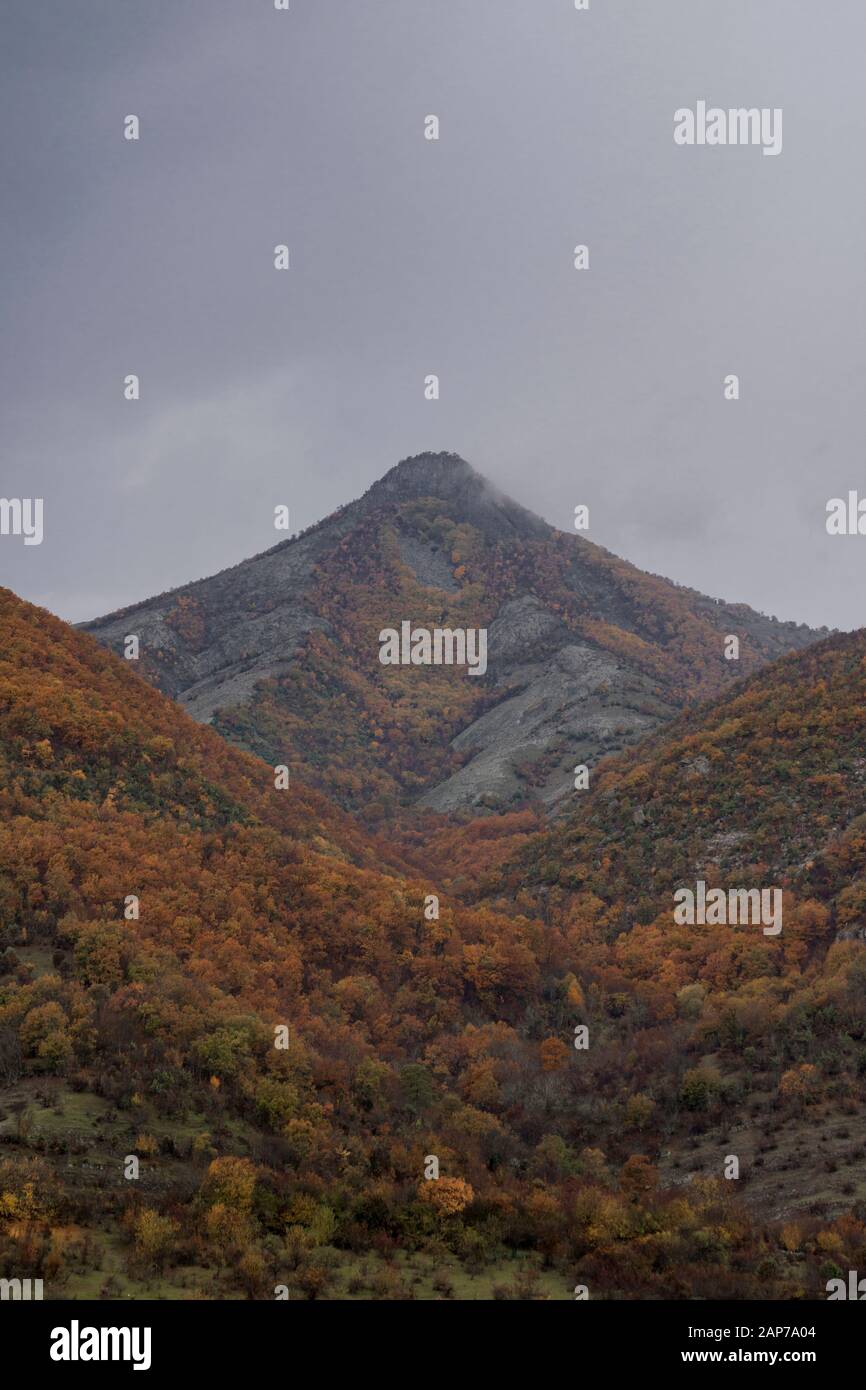 Moody Herbst Wald und Berg in Bulgarien Stockfoto