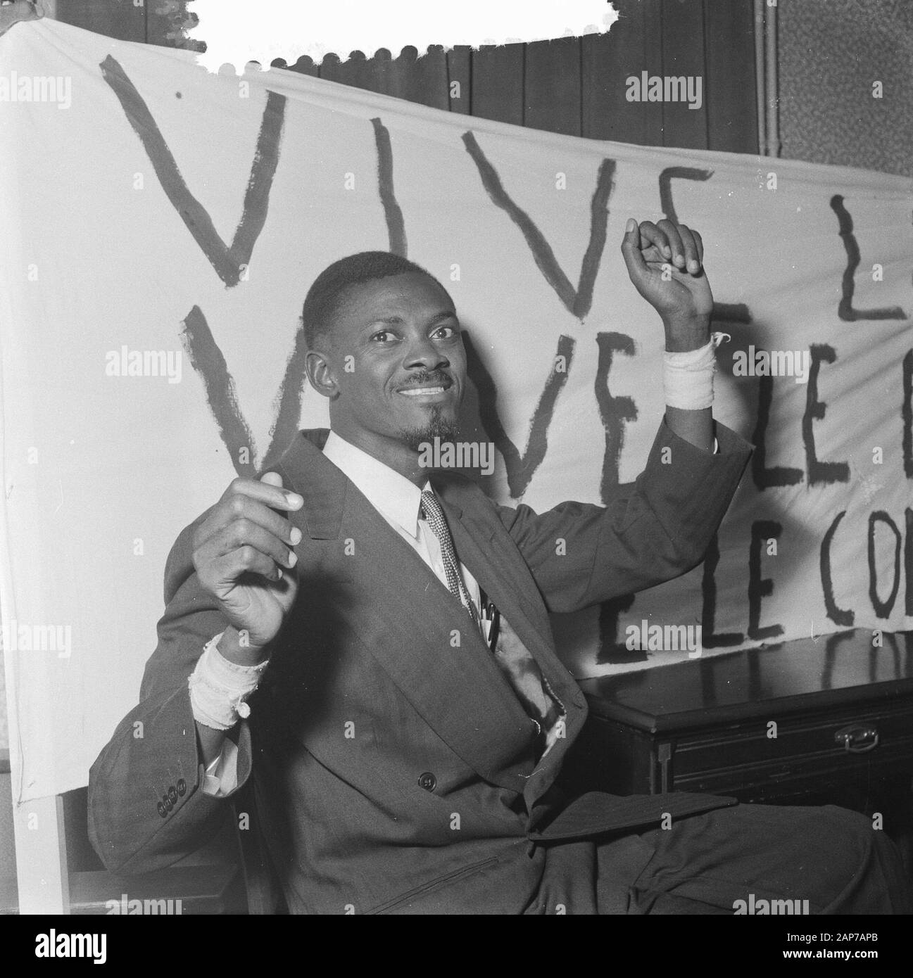 Der kongolesischen Führer Patrice Luemoemba in Brüssel Datum: 26 Januar 1960 Standort: Brüssel Schlüsselwörter: Führer Persönlicher Name: Patrice Lumumba, Stockfoto