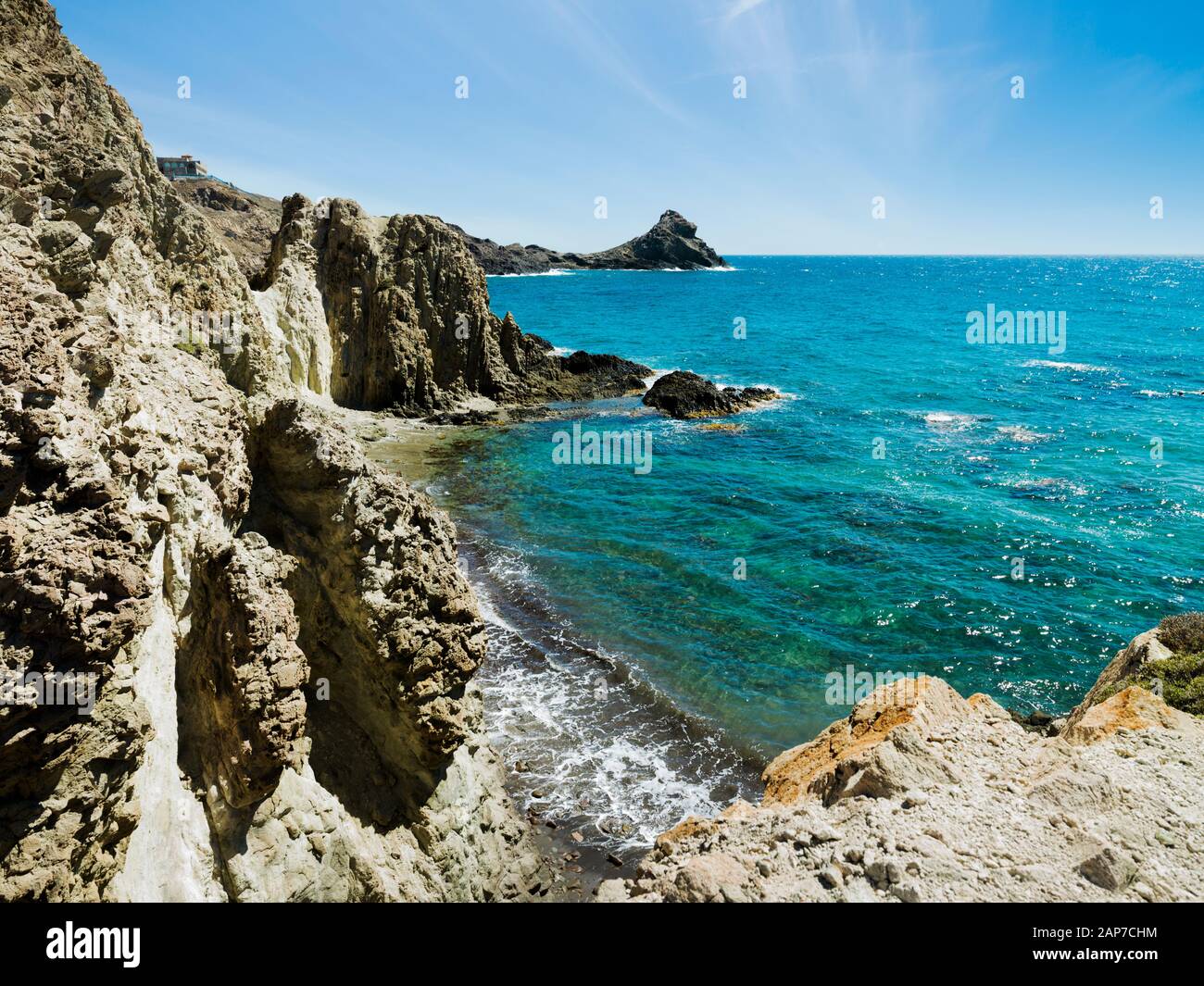 Arrecife De Las Sirenas, Parque Natural Cabo de Gata-Níjar, Metropolitana de Níjar, Almería, Almería, Andalusien, Spanien, Europa Stockfoto