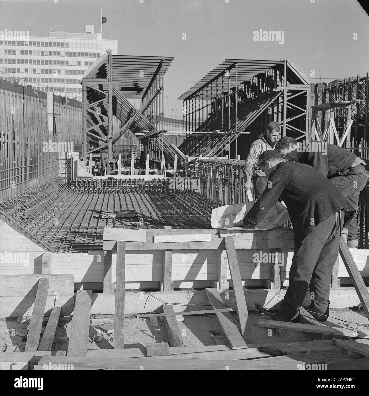 Bau der Metro Rotterdam Datum: Februar 21, 1962 Location: Rotterdam, Zuid-Holland Stichworte: Bau, metros Stockfoto