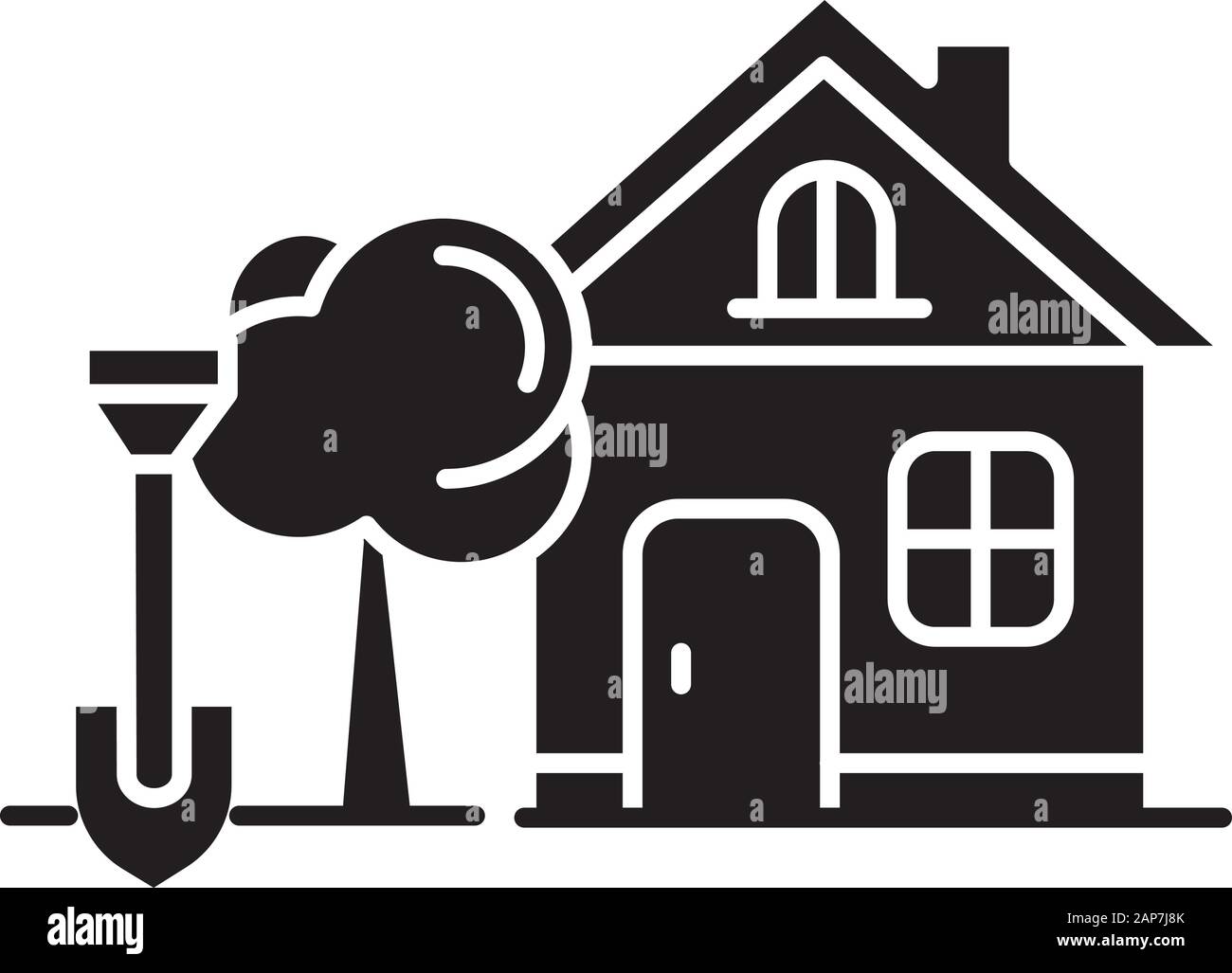 Haus und Garten glyph Icon. Häusliche Tätigkeiten. Erholung im Freien. Organisation Hinterhof. Gartenarbeit, Pflanzen. E Commerce Department. Silhouette symb Stock Vektor