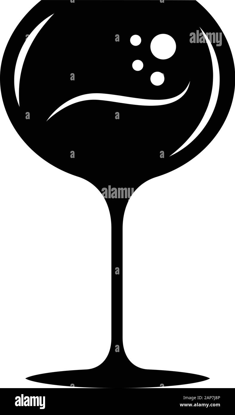 Wineglass glyph Icon. Chardonnay Wein Glas. Alkohol trinken mit Blasen. Party Cocktail. Süße Aperitif trinken. Geschirr, Gläser. Silhouette sym Stock Vektor
