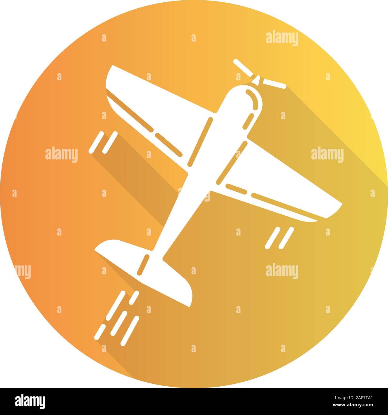 Kunstflug-orangefarbenes flaches Design mit langer Schatten-Glyphe. Kunstflugmanöver und Stunt Flying. Luftfahrt, Flugleistung. Extreme Airshow. Flugzeuge Stock Vektor