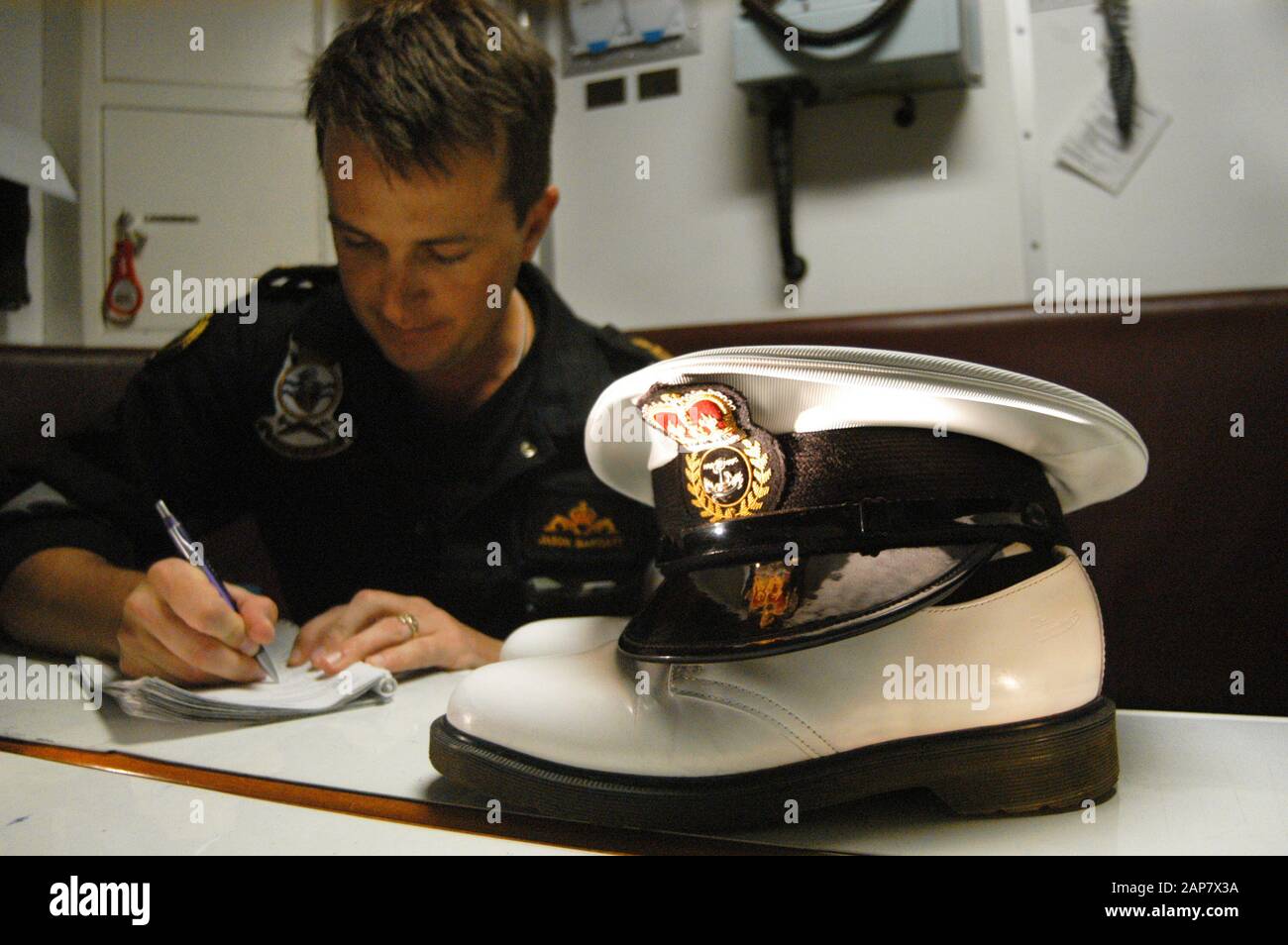 Das COB eines Diesel-E-U-Bootes der australischen Marine Collins Class ist nach sechs Monaten auf See für den Hafen bereit. Stockfoto