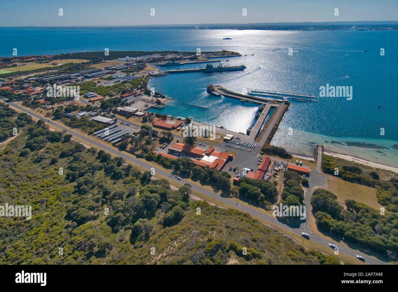 HMAS Stirling Marinestützpunkt auf Garden Island, Heimat der Flotte der Diesel-elektrischen U-Boote der australischen Marine Collins Class. Stockfoto