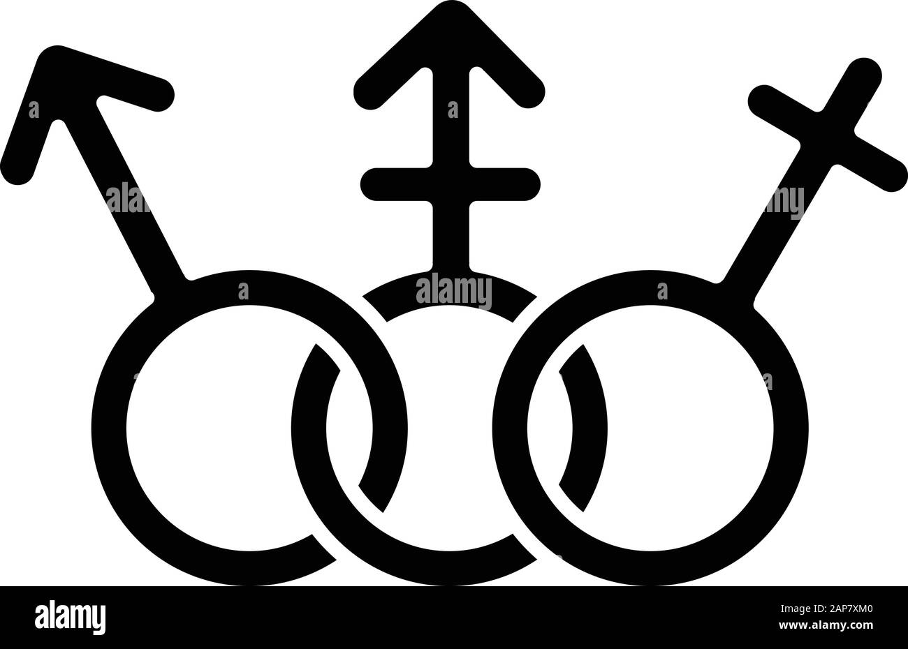 Transgender People Equality Glyph-Symbol. Weibliche, männliche Menschenrechte. Menschliche Toleranz übertragen. Geschlechterzeichen. Transsexueller, intersexueller Stolz. Silhouettensymbol Stock Vektor
