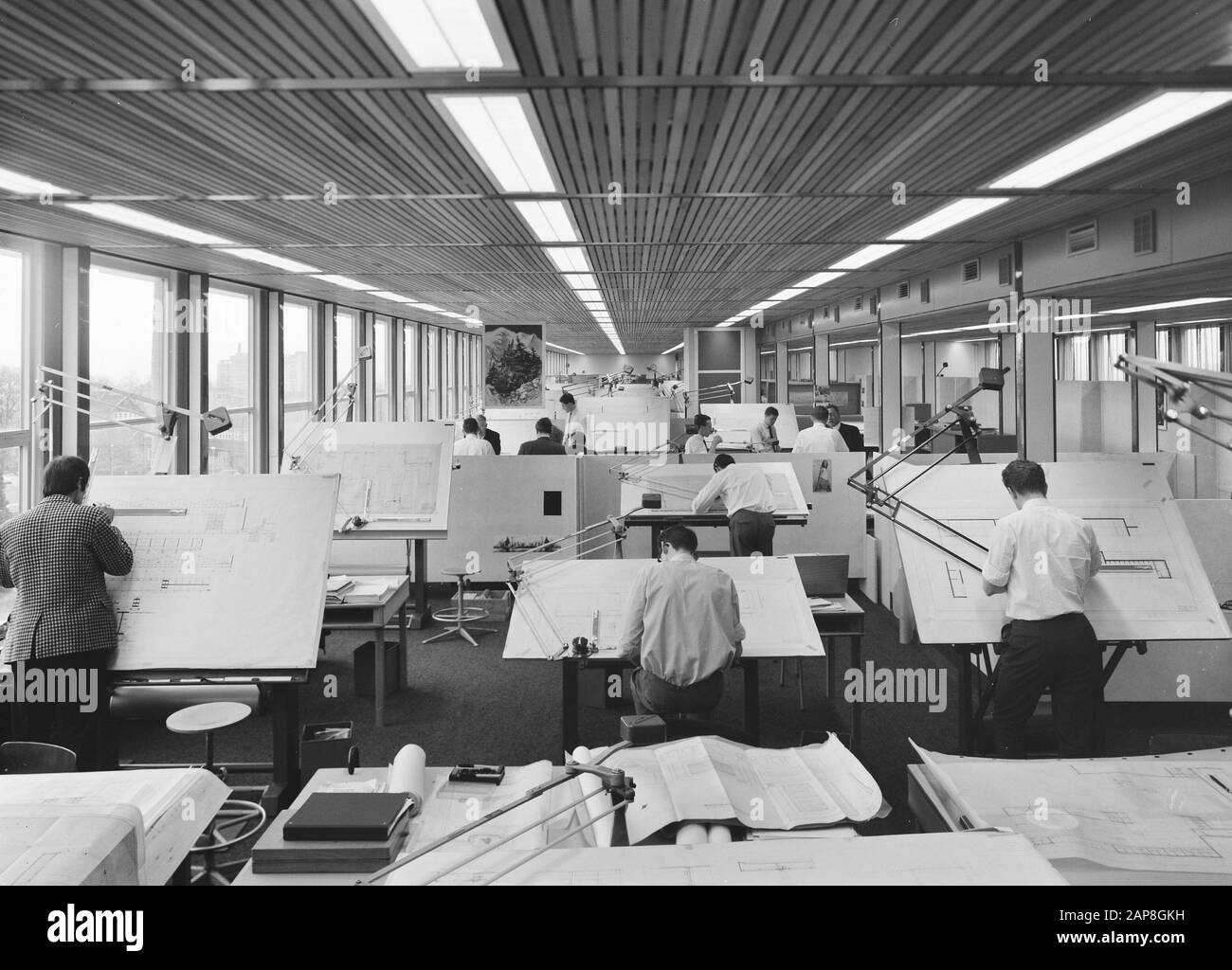 Architektur, Zeichenräume Datum: März 1967 Schlüsselwörter: Architektur, Zeichenräume Stockfoto
