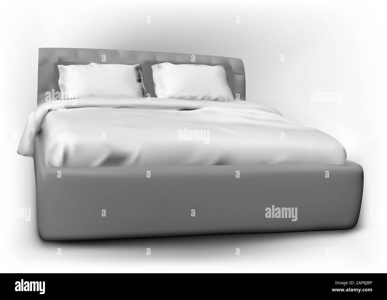 Modernes Bett mit Kissen und Federdecke Stock Vektor