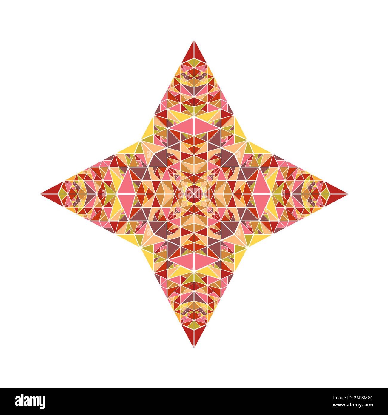 Buntes isoliertes Dreiecksmosaik Sternsymbol - geometrisches geometrisches ornamentales Vektorelement aus Dreiecken Stock Vektor