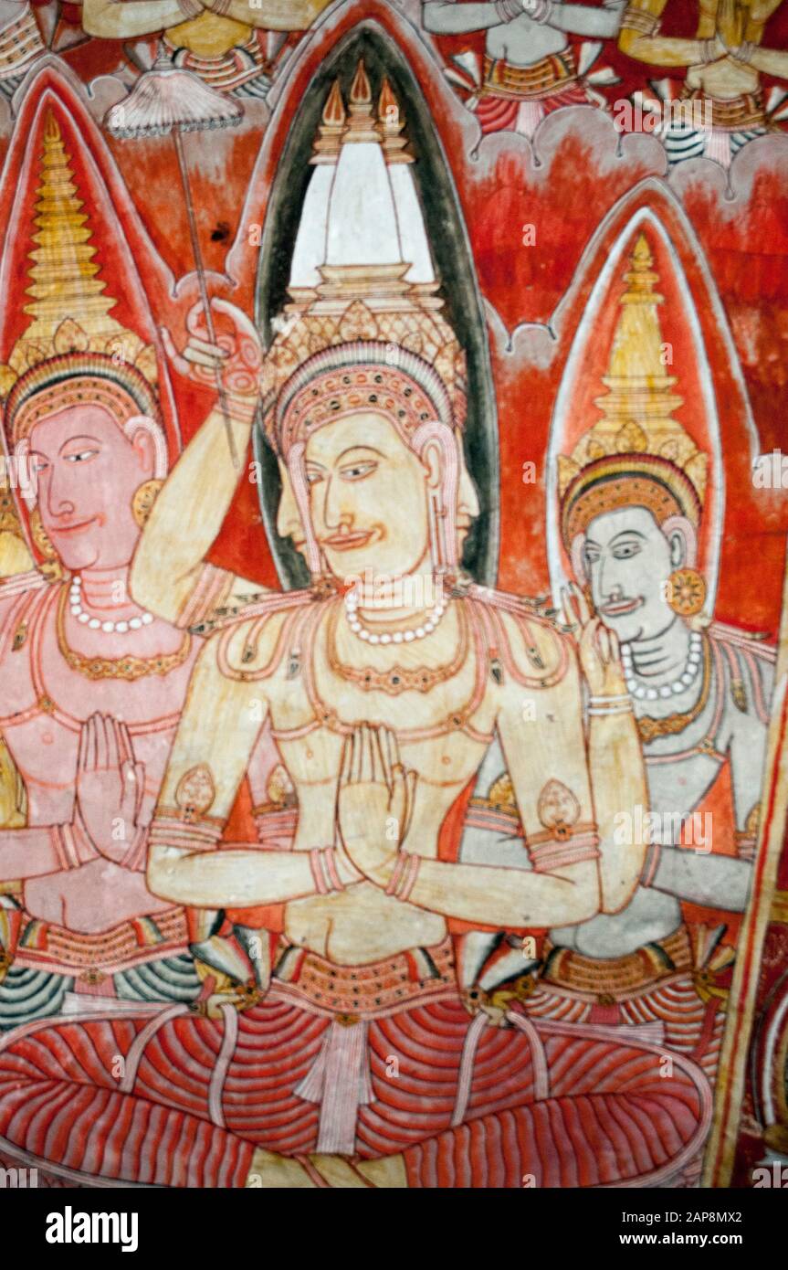 Fresken in der buddhistischen Höhlentempel in Dambulla, Sri Lanka Stockfoto