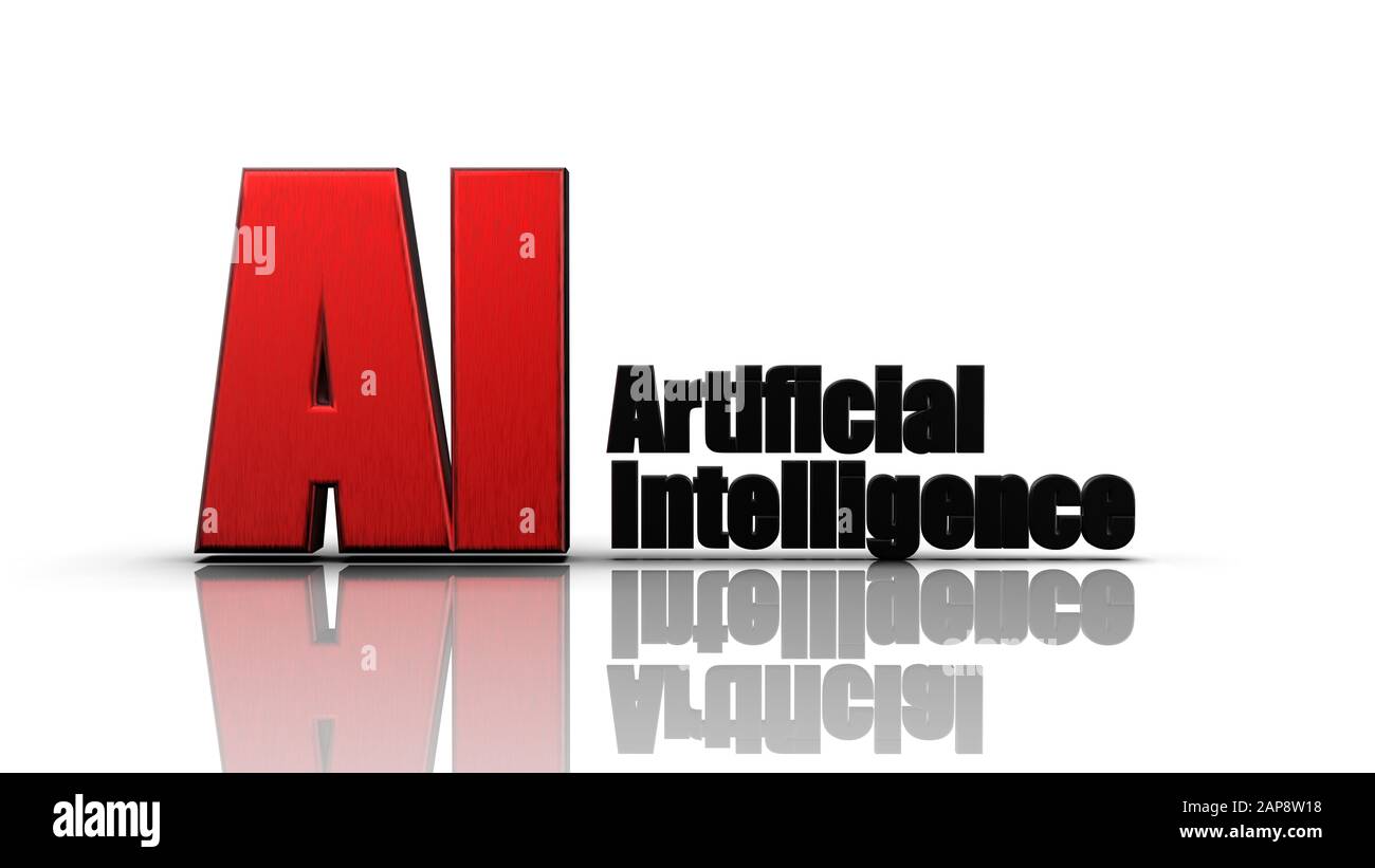 Die 3D-Darstellung von 3D-AI Formulierung mit weißem Hintergrund Stockfoto