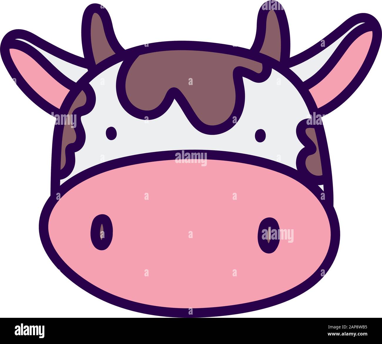 Niedliche Kuh Gesicht Viehhaltung Tier Cartoon Vektor Illustration Stock Vektorgrafik Alamy