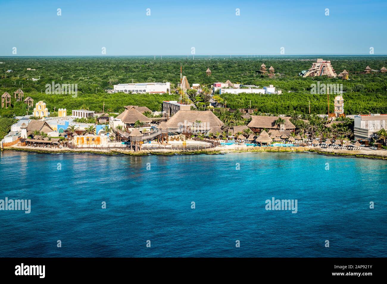 Küste am Hafen von Costa Maya, Mexiko. Stockfoto