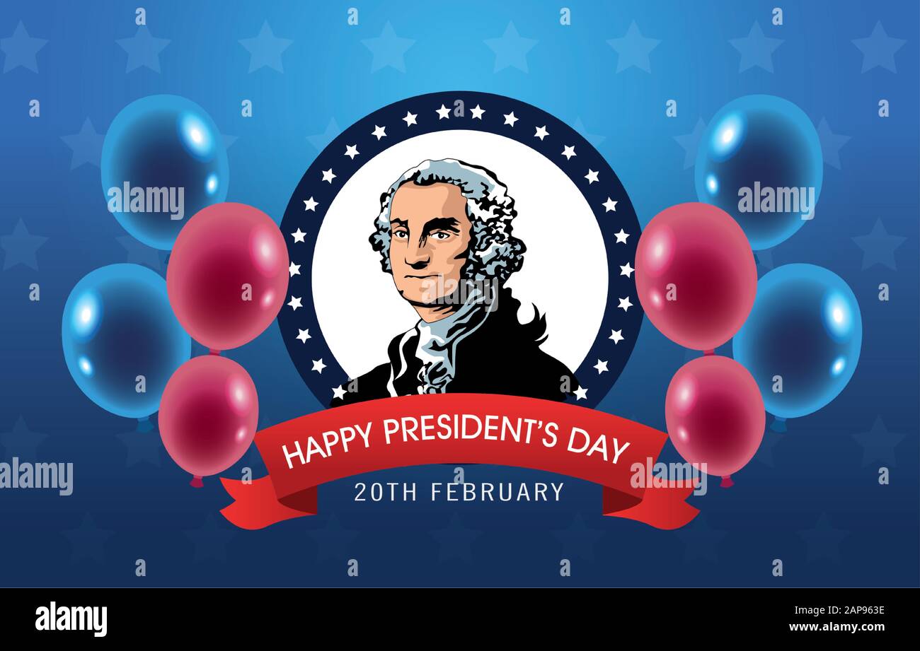 Happy President Day Poster mit george washington Stock Vektor