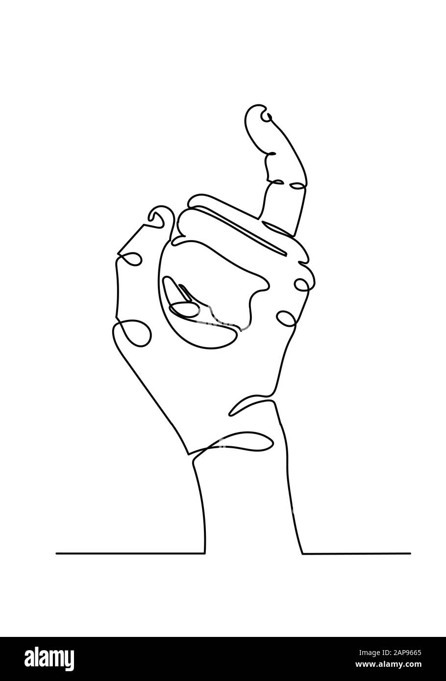 Durchgängige Ein-Linien-Zeichnung der Hände zeigt kleine Finger, Konzept eines Vertrags und Freundschaft. Stockfoto