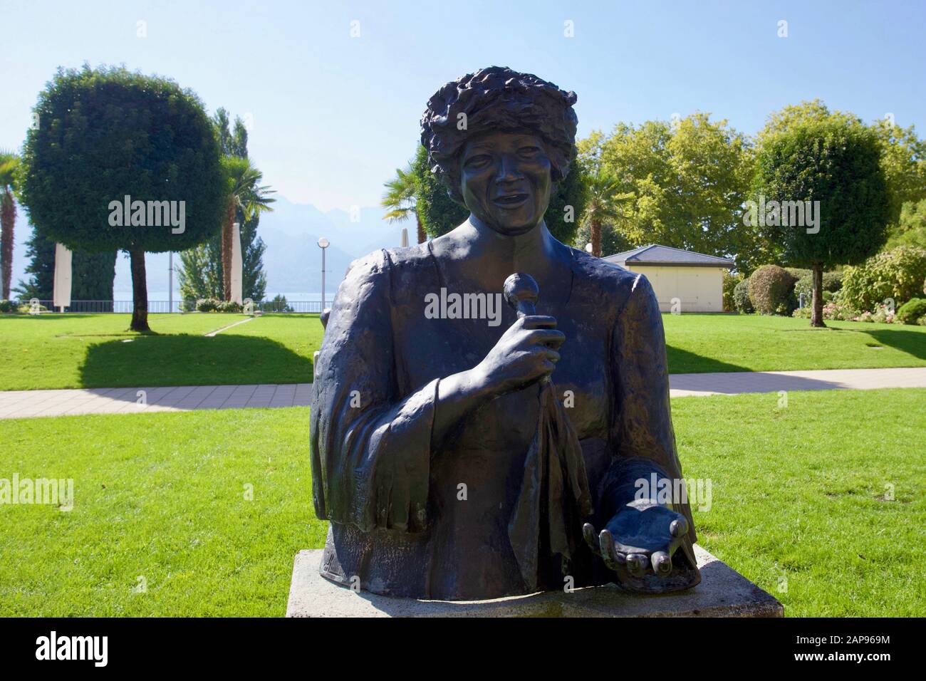 Ella Fitzgerald 'The First Lady of Song' von Danile Lauffer. Genfersee, Montreux, Kanton Waadt, Schweiz. Stockfoto
