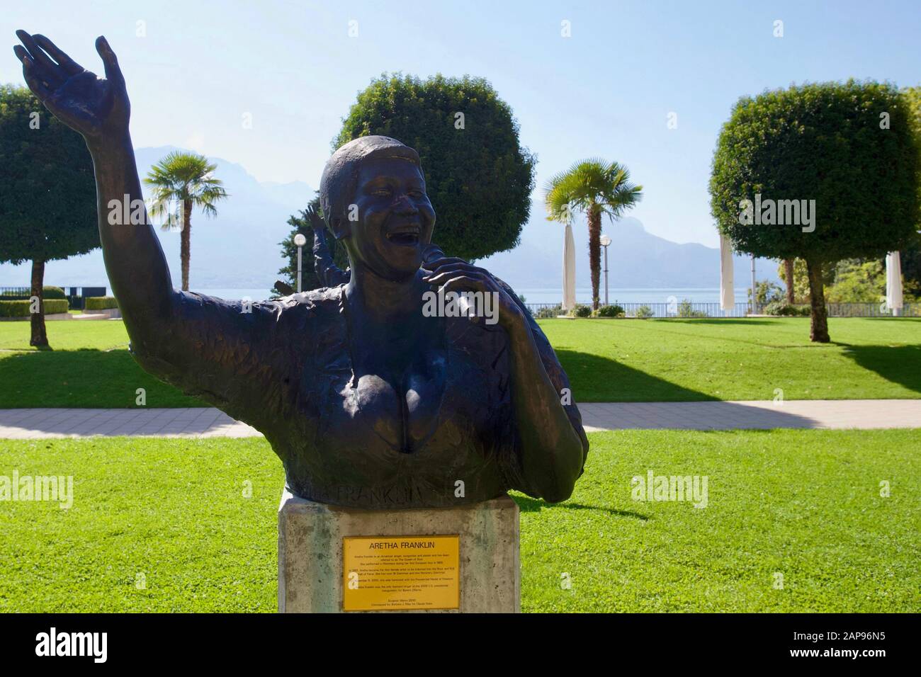 Aretha Franklin von Marco Zeno. Genfersee, Montreux, Kanton Waadt, Schweiz. Stockfoto