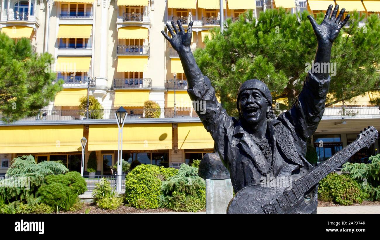 Carlos Santana von Marco Zeno. Genfersee, Montreux, Kanton Waadt, Schweiz. Stockfoto