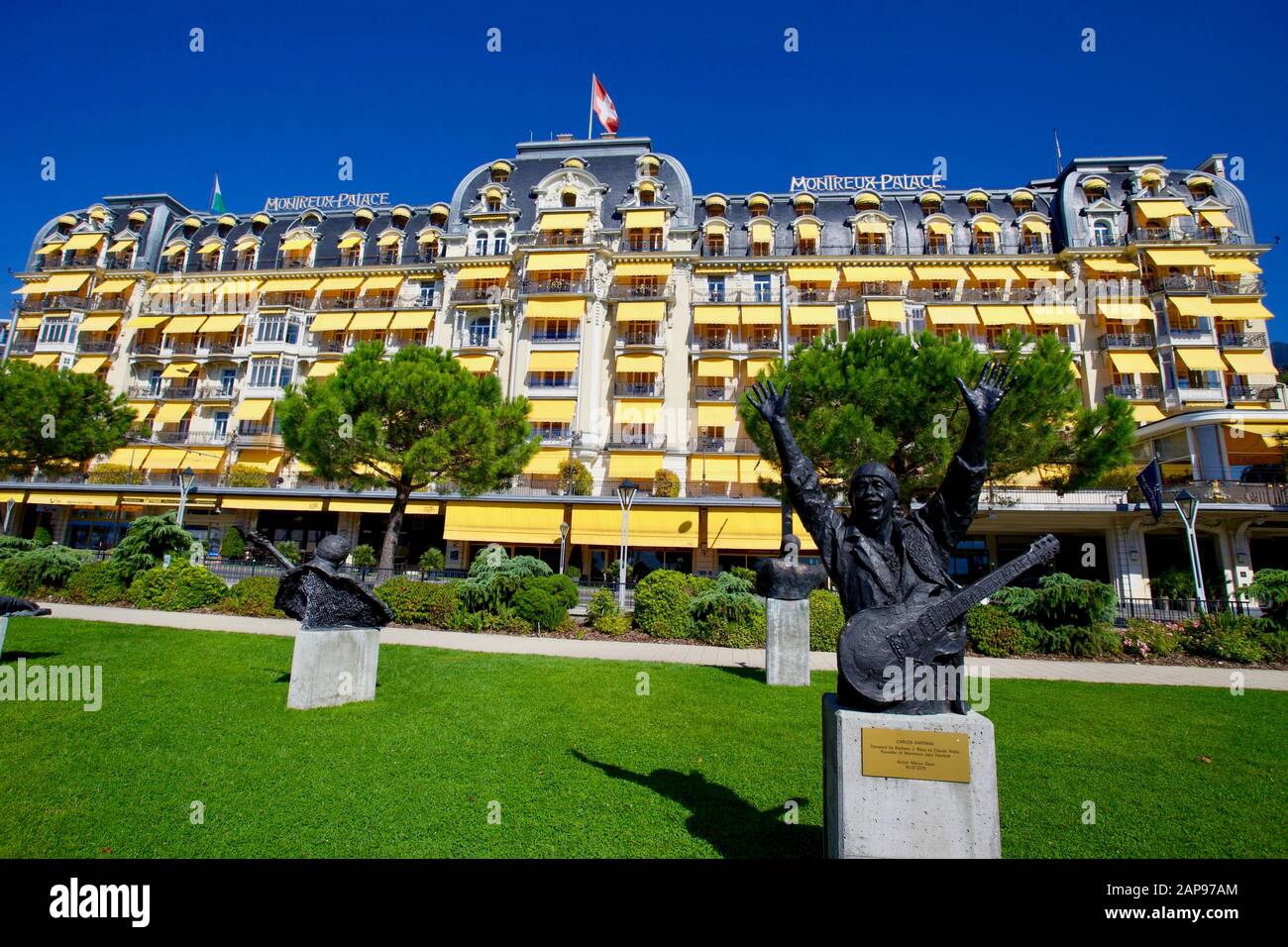 Carlos Santana von Marco Zeno. Genfersee, Montreux, Kanton Waadt, Schweiz. Stockfoto