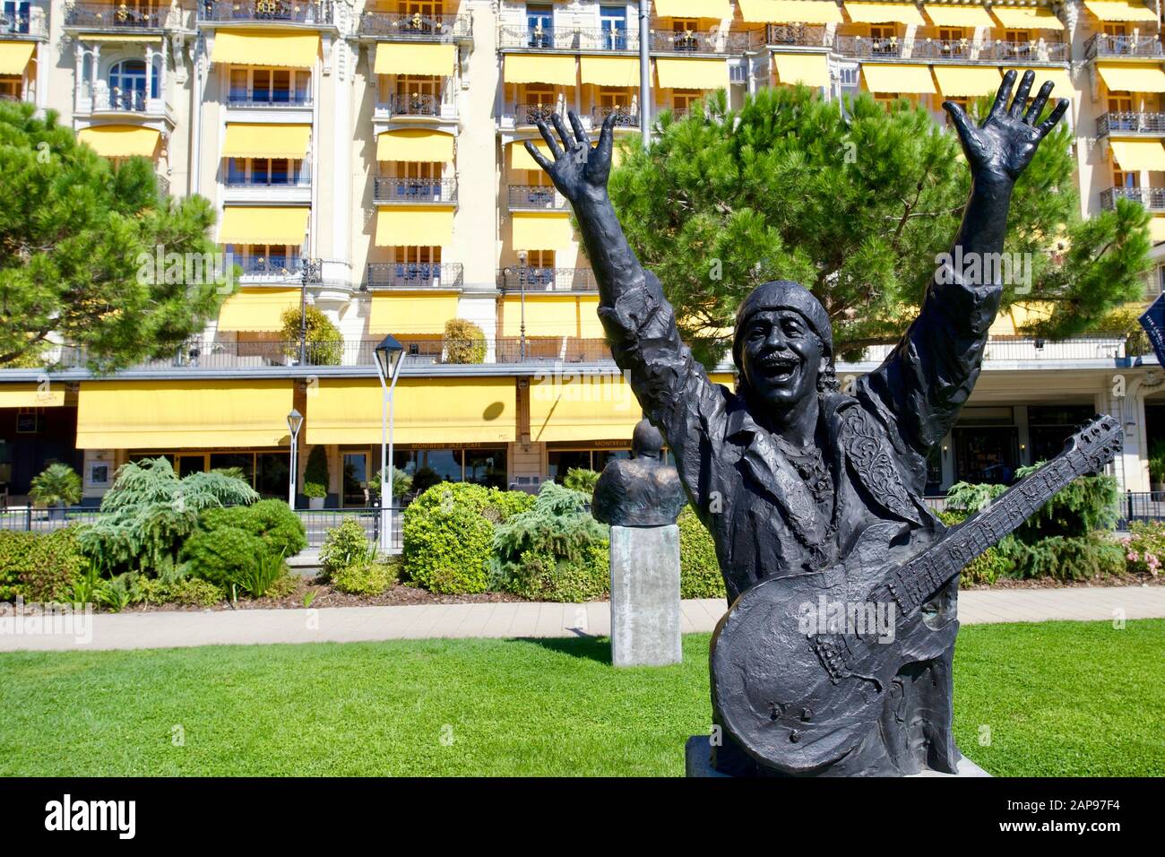 Carlos Santana von Marco Zeno. Genfersee, Montreux, Kanton Waadt, Schweiz. Stockfoto