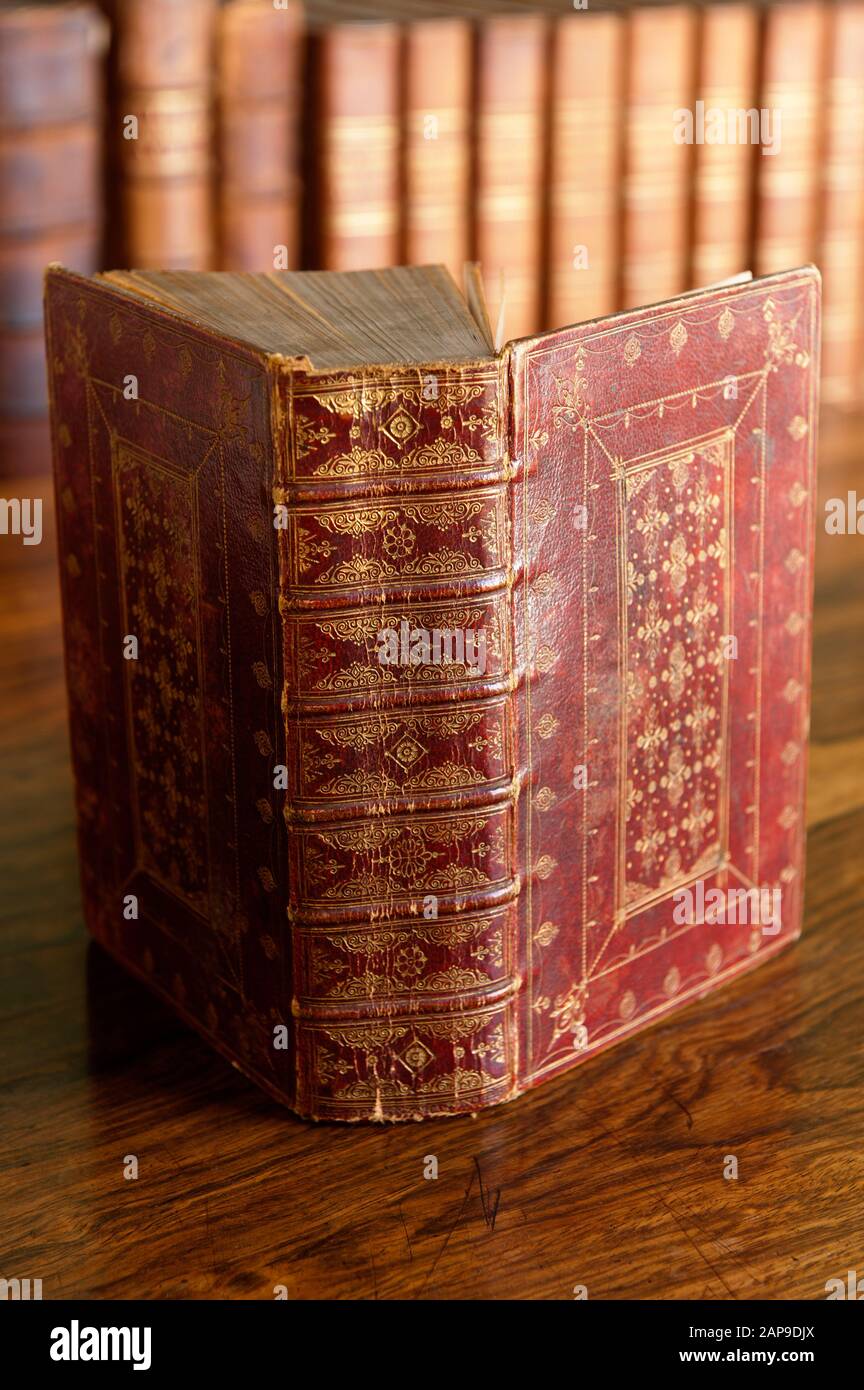 Buchen Sie in der Bibliothek der 2. Lord Berwick im Attingham Park, Shropshire. Stockfoto