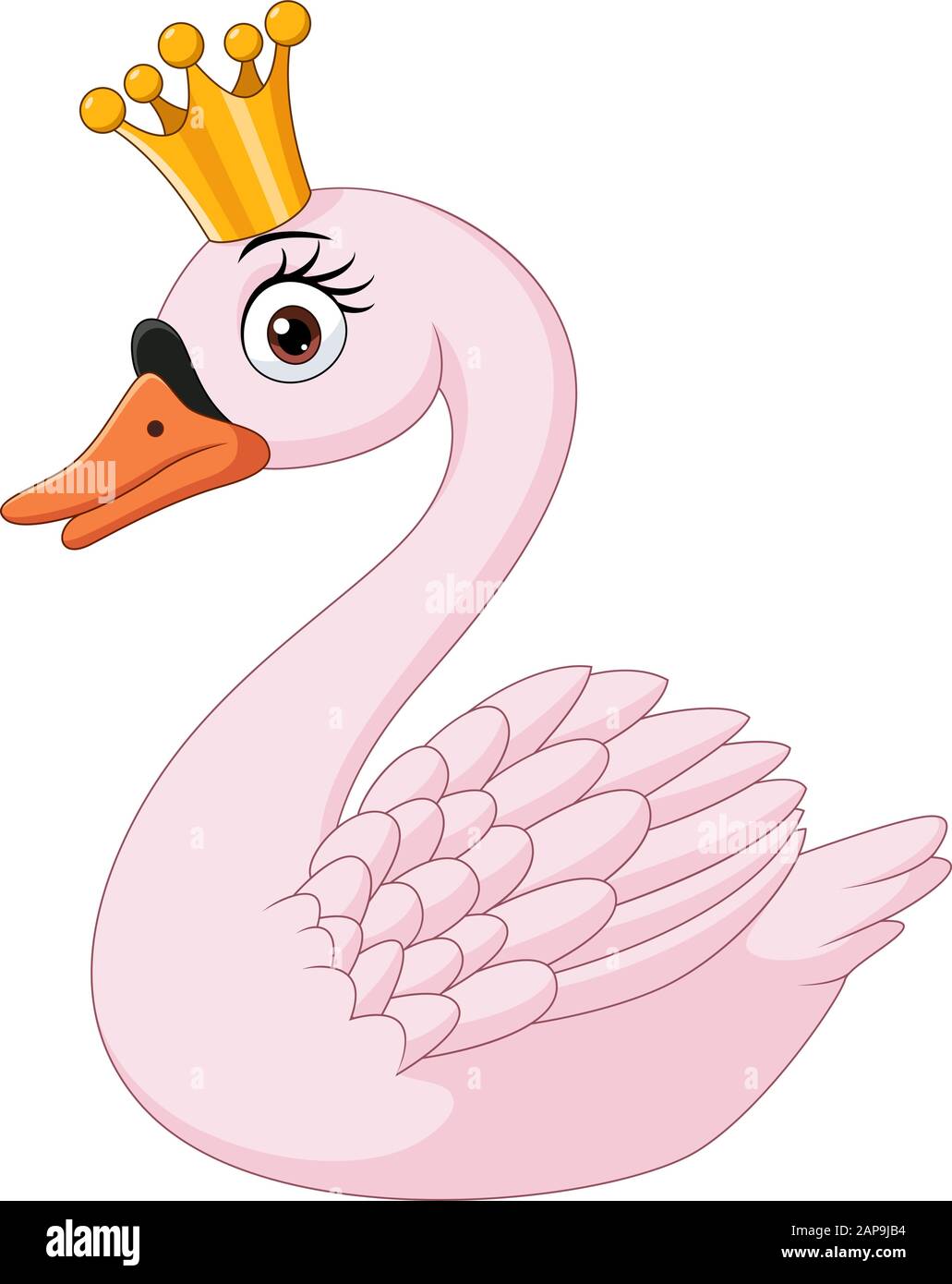 Cartoon-Prinzessin Schwan auf weißem Hintergrund Stock Vektor