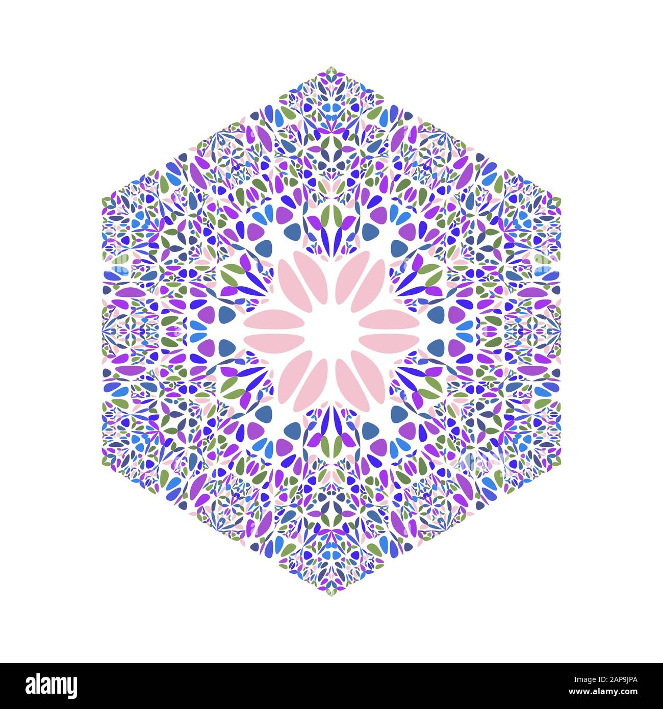 Isoliertes buntes Blumenornament Sechskant - sechseckiges geometrisches Vektorelement Stock Vektor