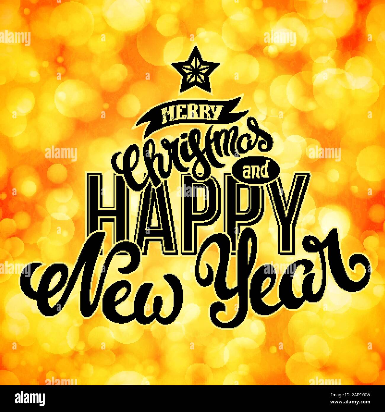 Frohe weihnachten und ein frohes Neujahrsplakat mit handgezeichneter Schrift, Vektorgrafiken Stock Vektor