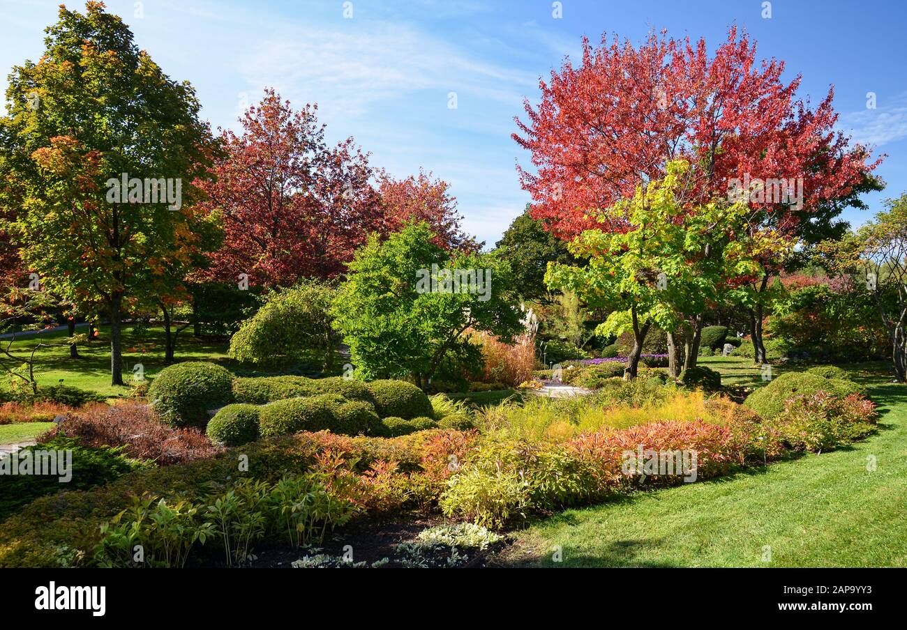 Botanischer Garten von Montreal im Herbst, Provinz Quebec, KANADA. Stockfoto
