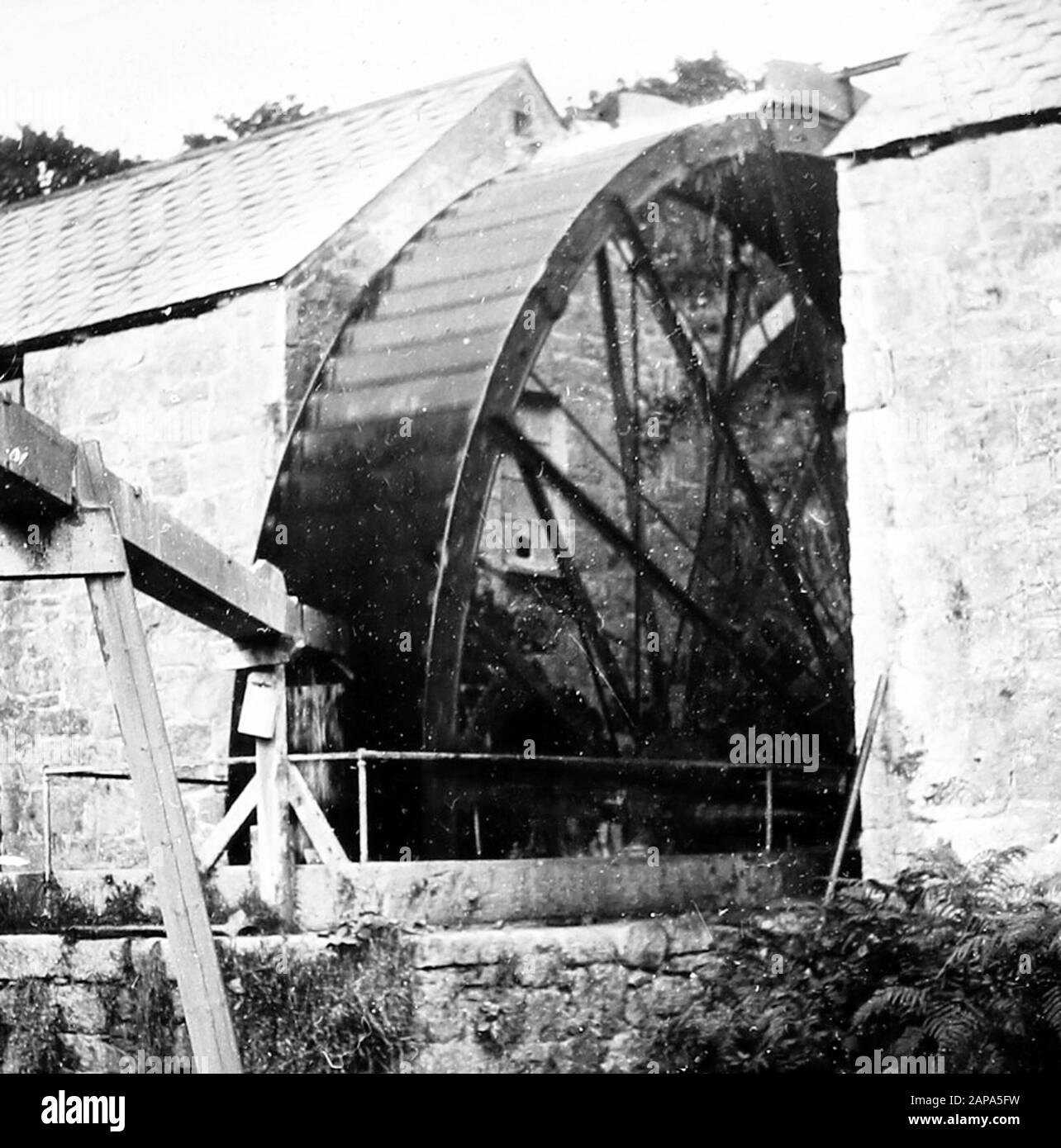 Waterwheel, Tregegus China Clay Quarry, St Stephen, Cornwall, Anfang der 1900er Jahre Stockfoto